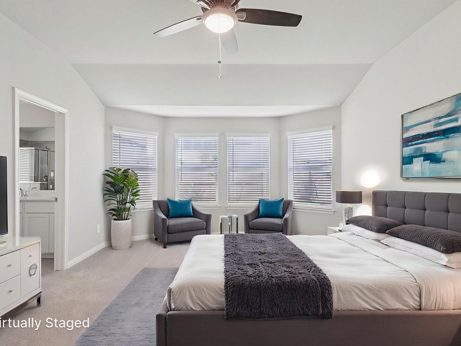 Virtually Staged Primary Suite
