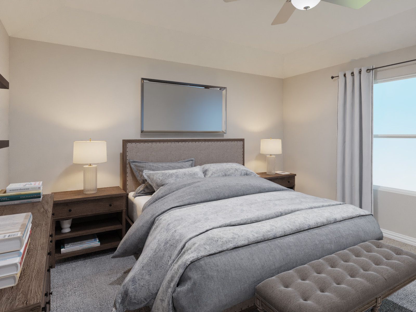 Enjoy the evening in your primary bedroom.