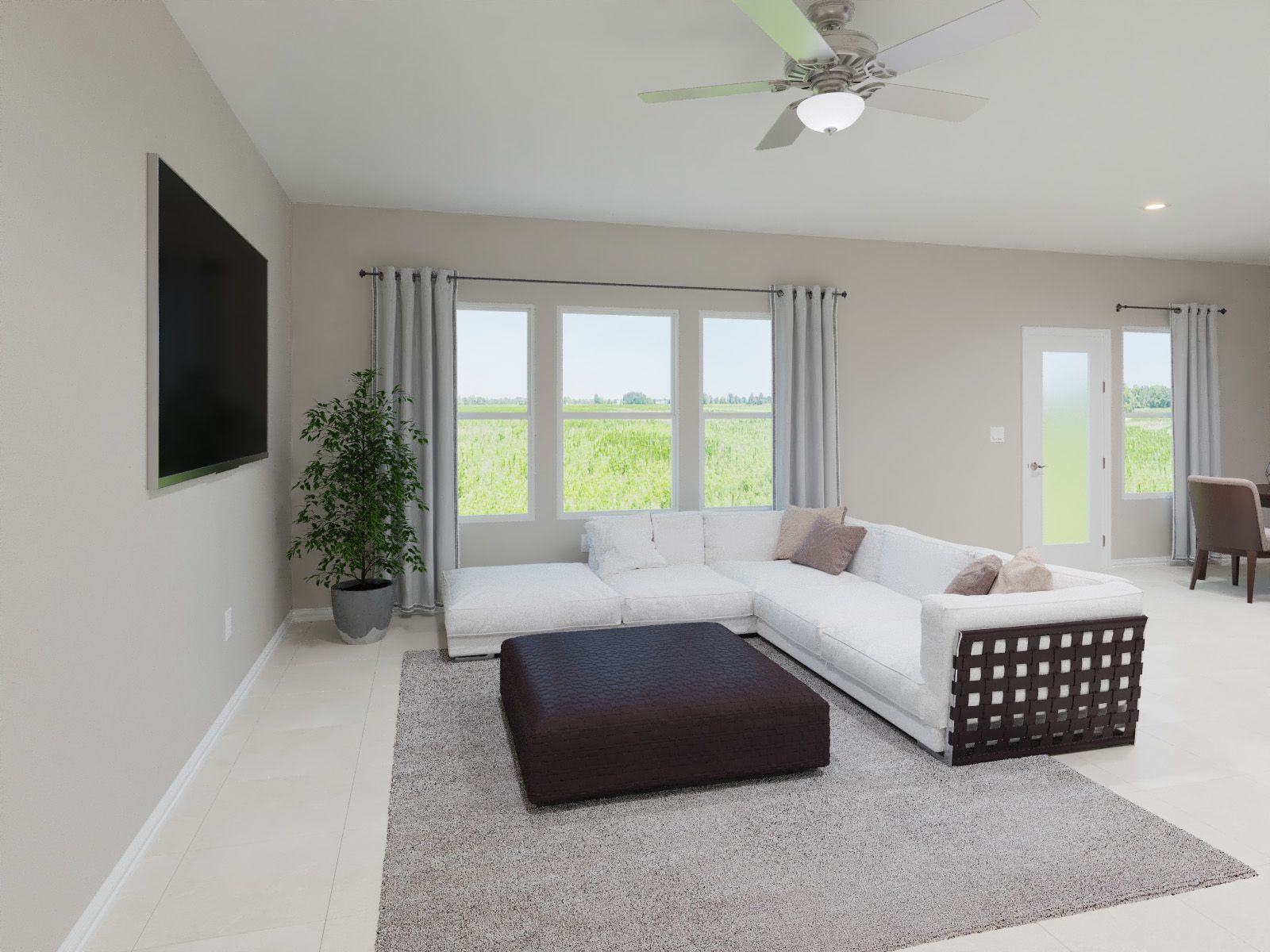 Kick your feet up after a long day in your cozy living space.