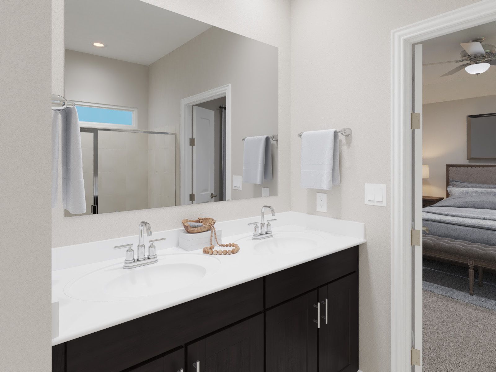 Dual vanities perfect for getting ready.