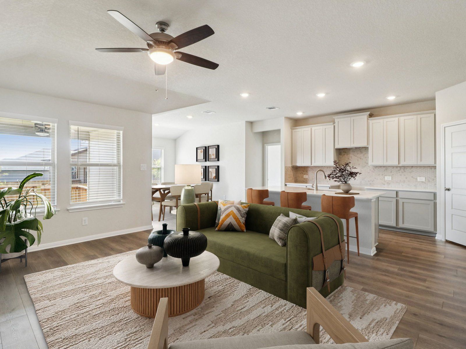 Virtually Staged Living and Kitchen