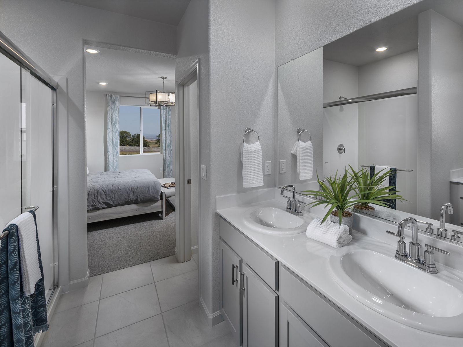Residence 2 primary bathroom modeled at a nearby Meritage community.
