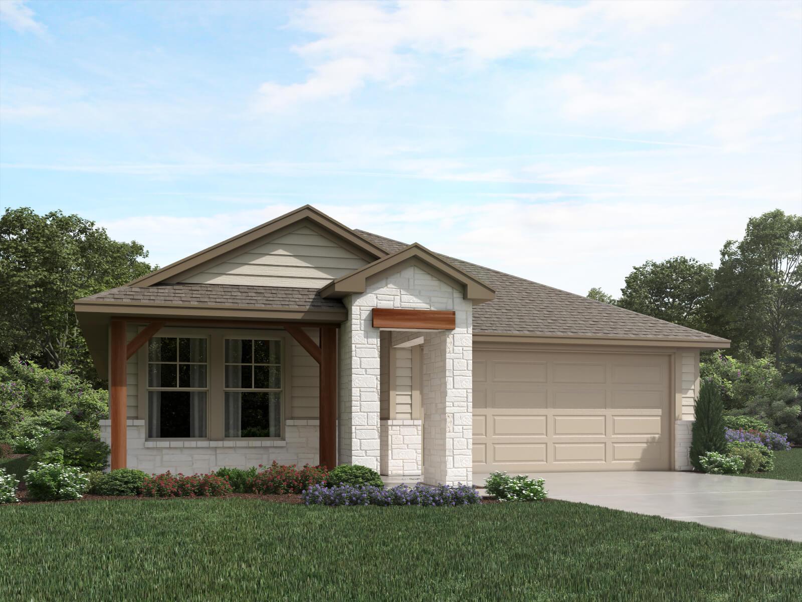 The Hughes (841) Floorplan N Elevation Rendering