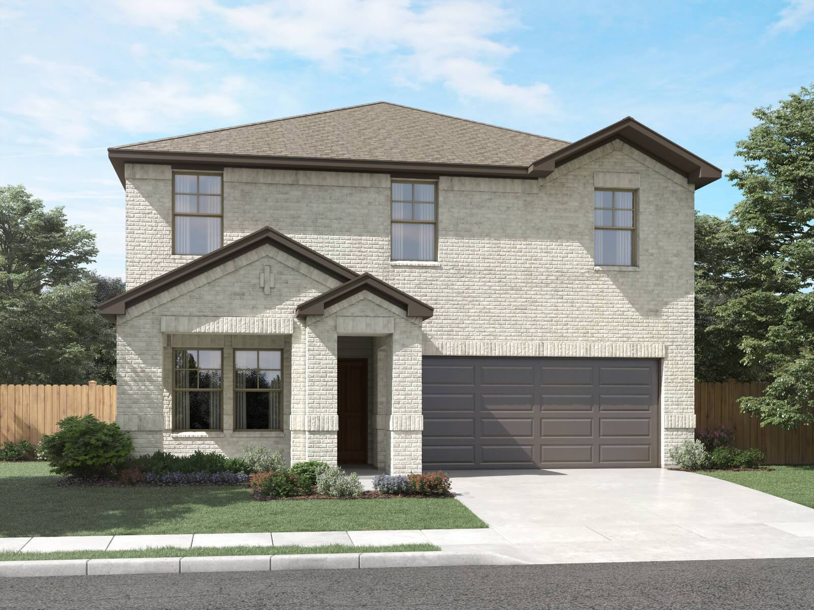 Front exterior render, elevation A.