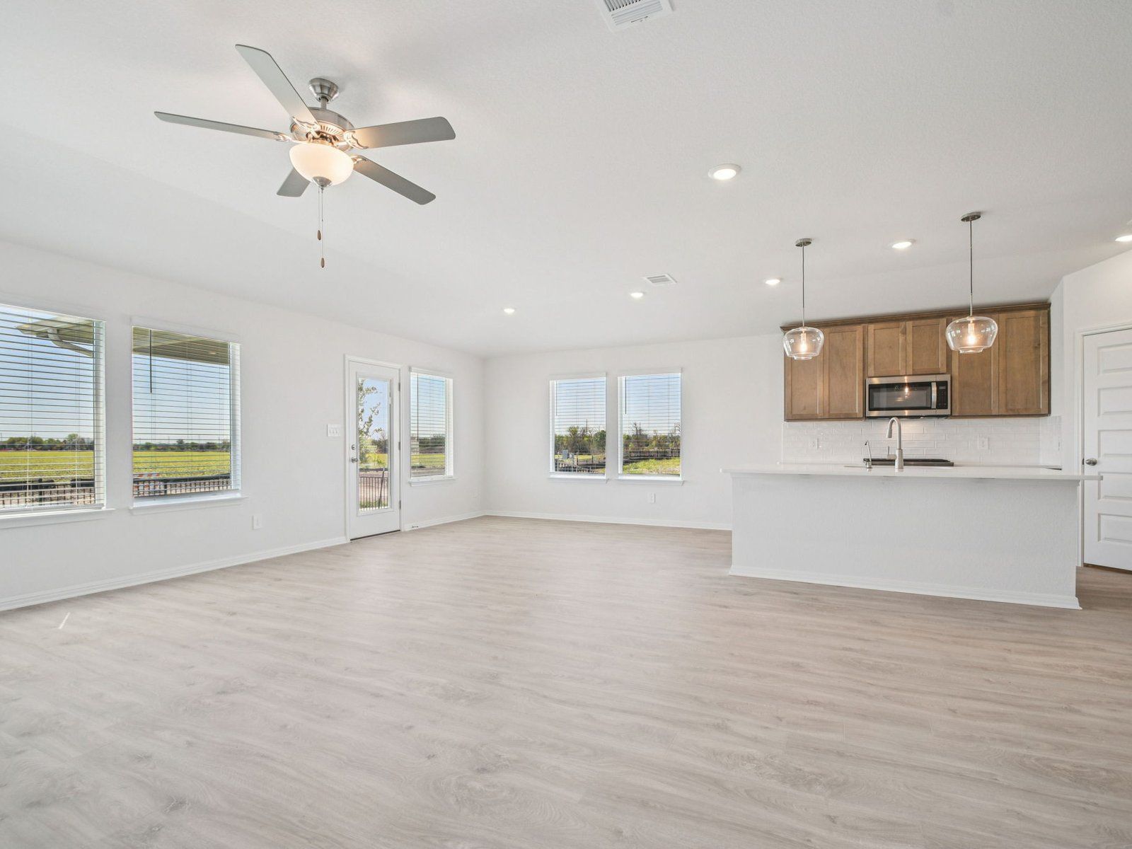 Kitchen, Living, and Dining Rooms
