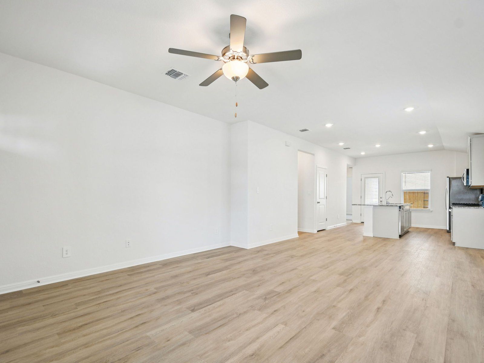 Kitchen, Living, and Dining Areas