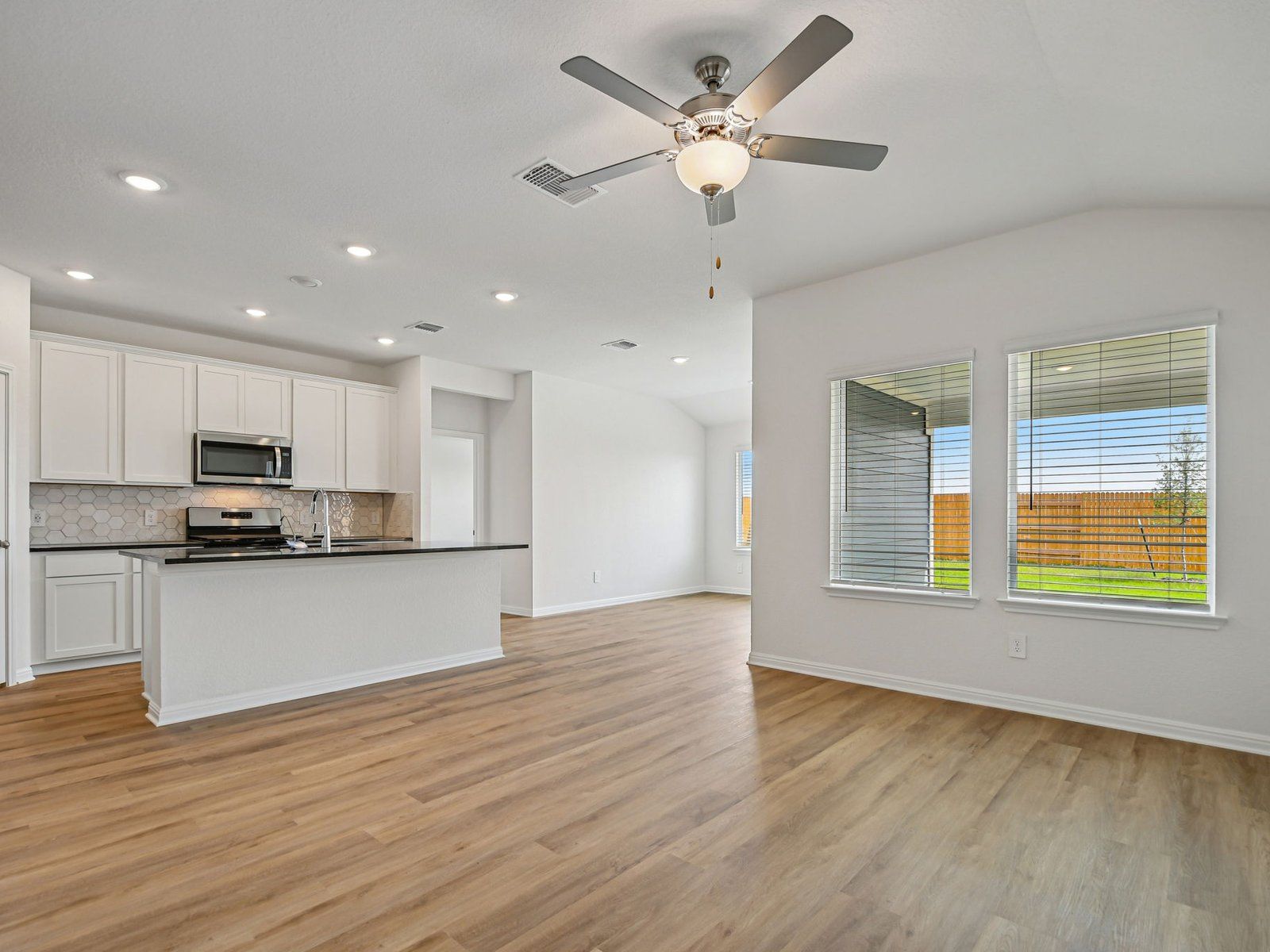 Kitchen, Living, and Dining Areas