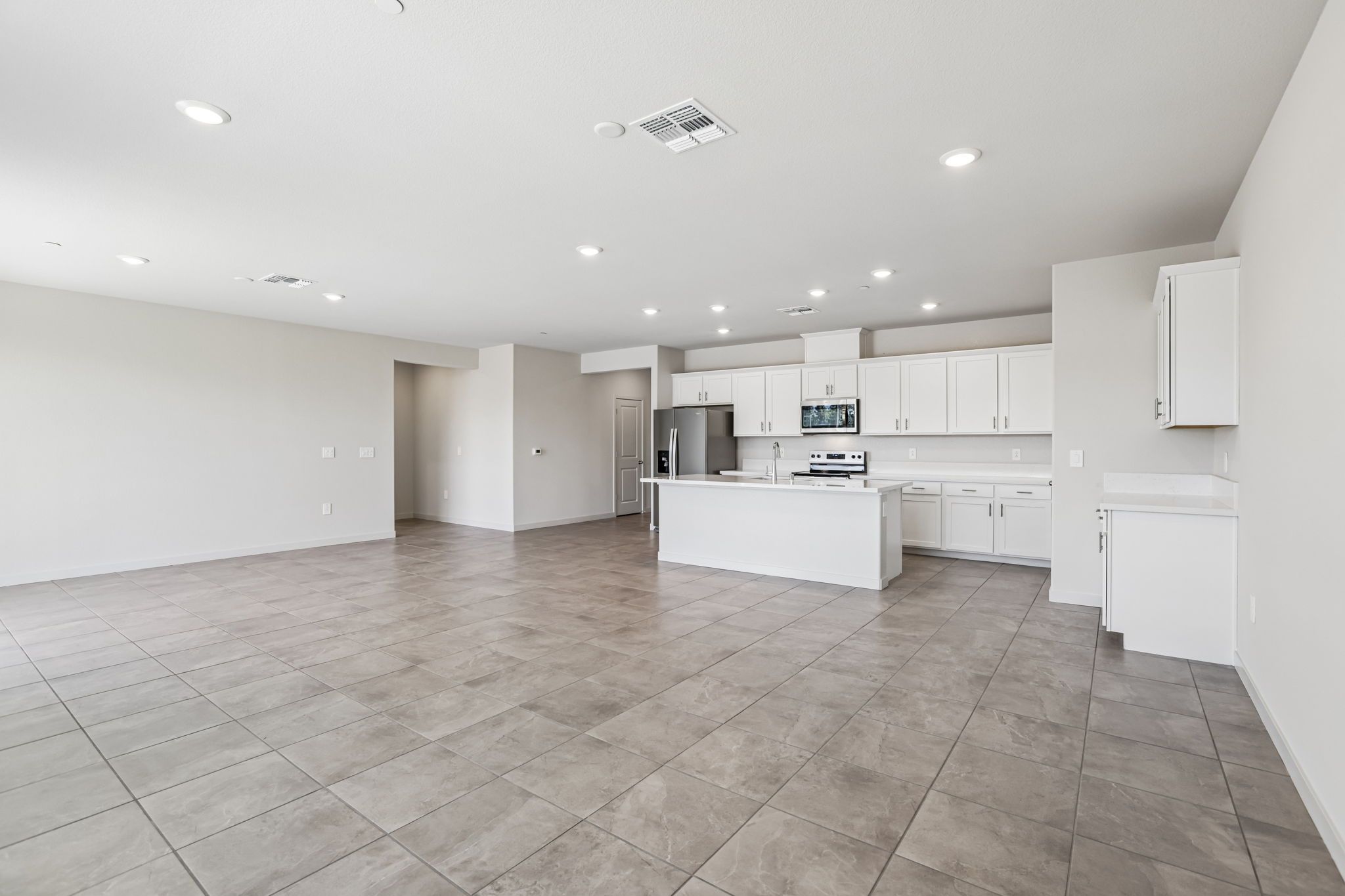 Open Concept Living, Dining, and Kitchen
