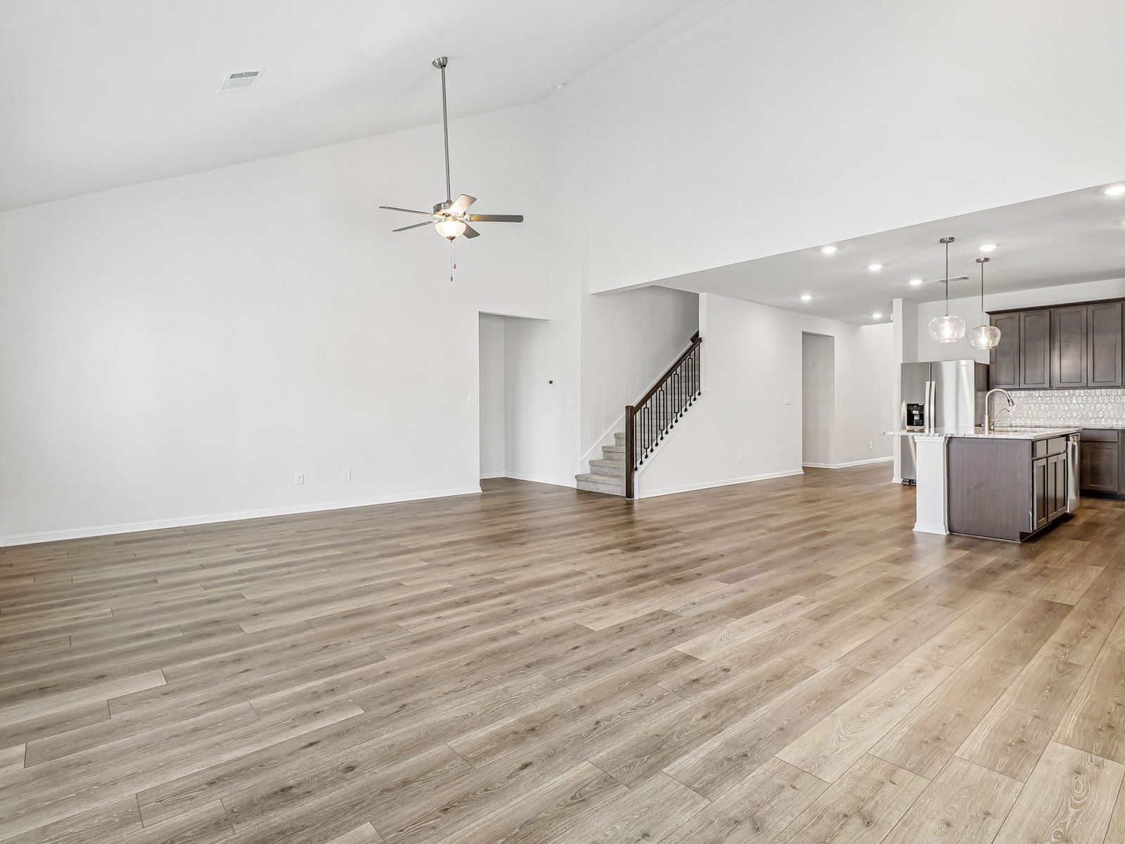 Kitchen, Living, and Dining Areas