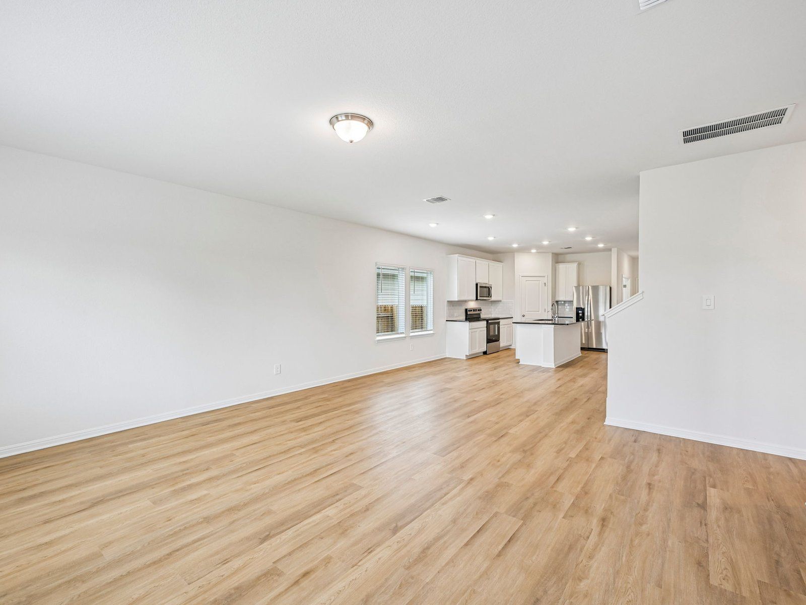 Kitchen, Living, and Dining Areas
