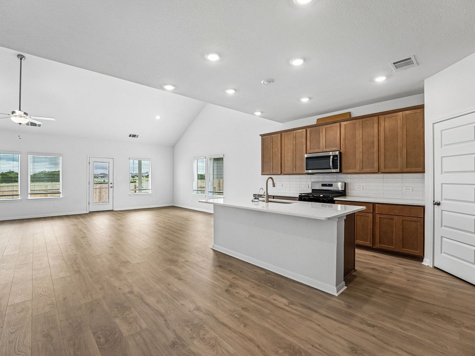 Kitchen, Living, and Dining Areas