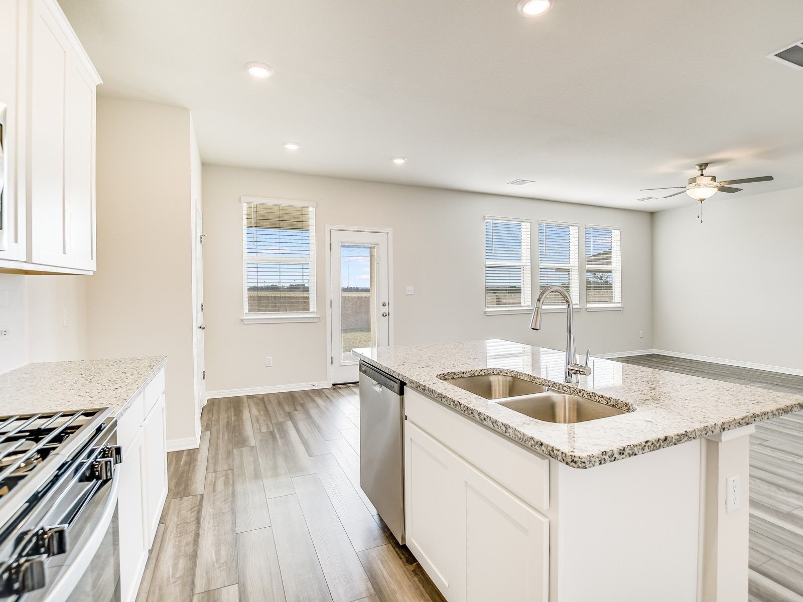 Kitchen, Living, and Dining Areas