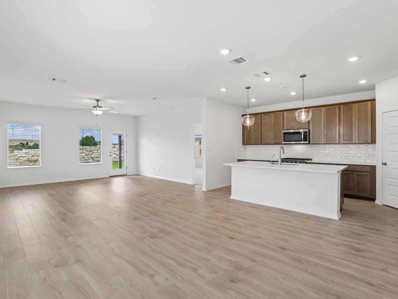 Kitchen, Living, and Dining Areas