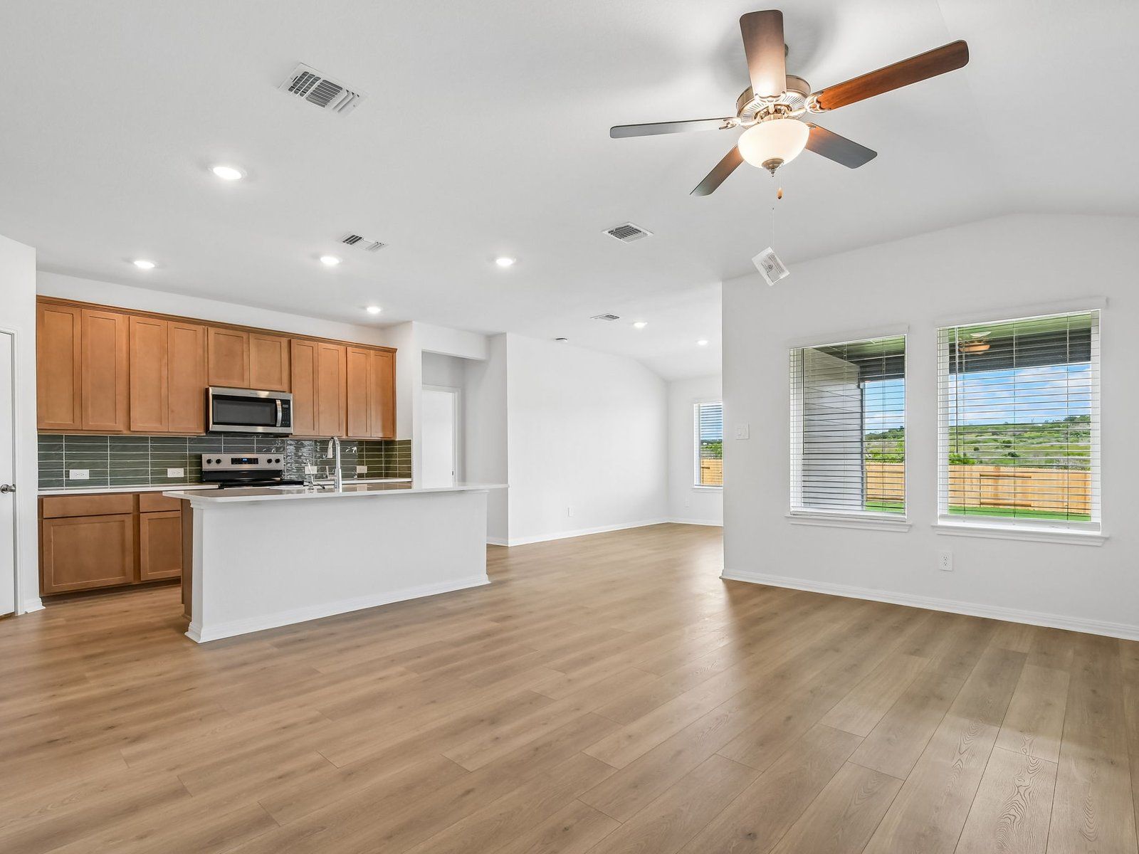Kitchen, Living, and Dining Areas