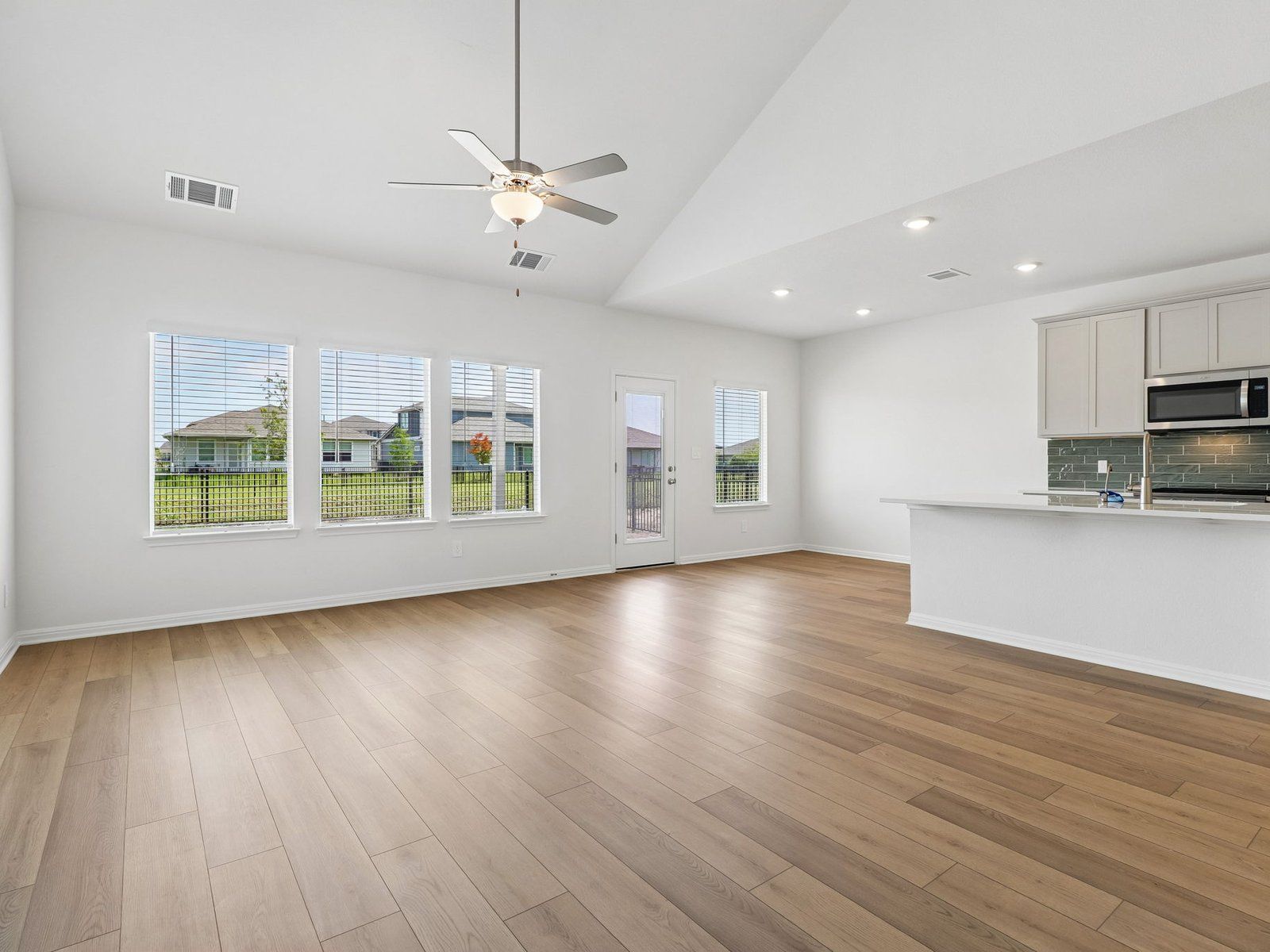 Kitchen, Living, and Dining Areas