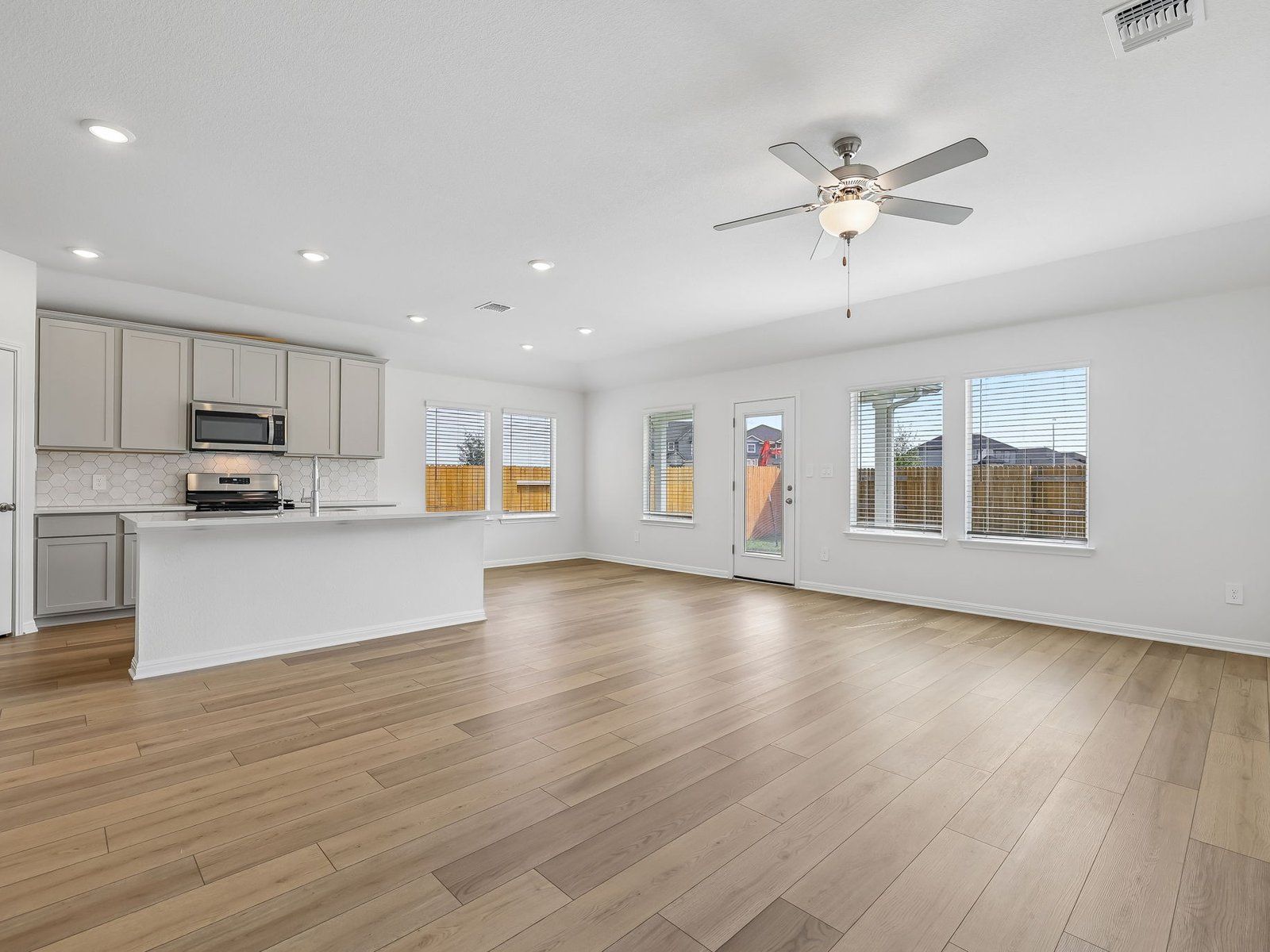 Kitchen, Living, and Dining Areas