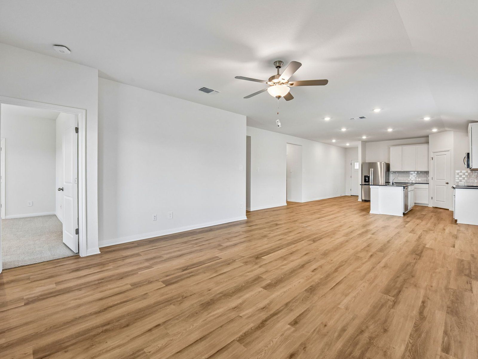 Kitchen, Living, and Dining Areas