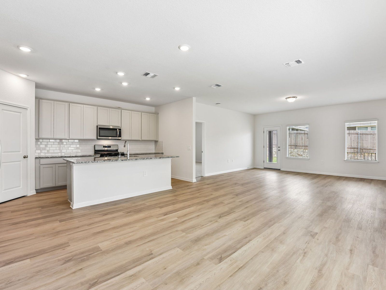 Kitchen, Living, and Dining Areas