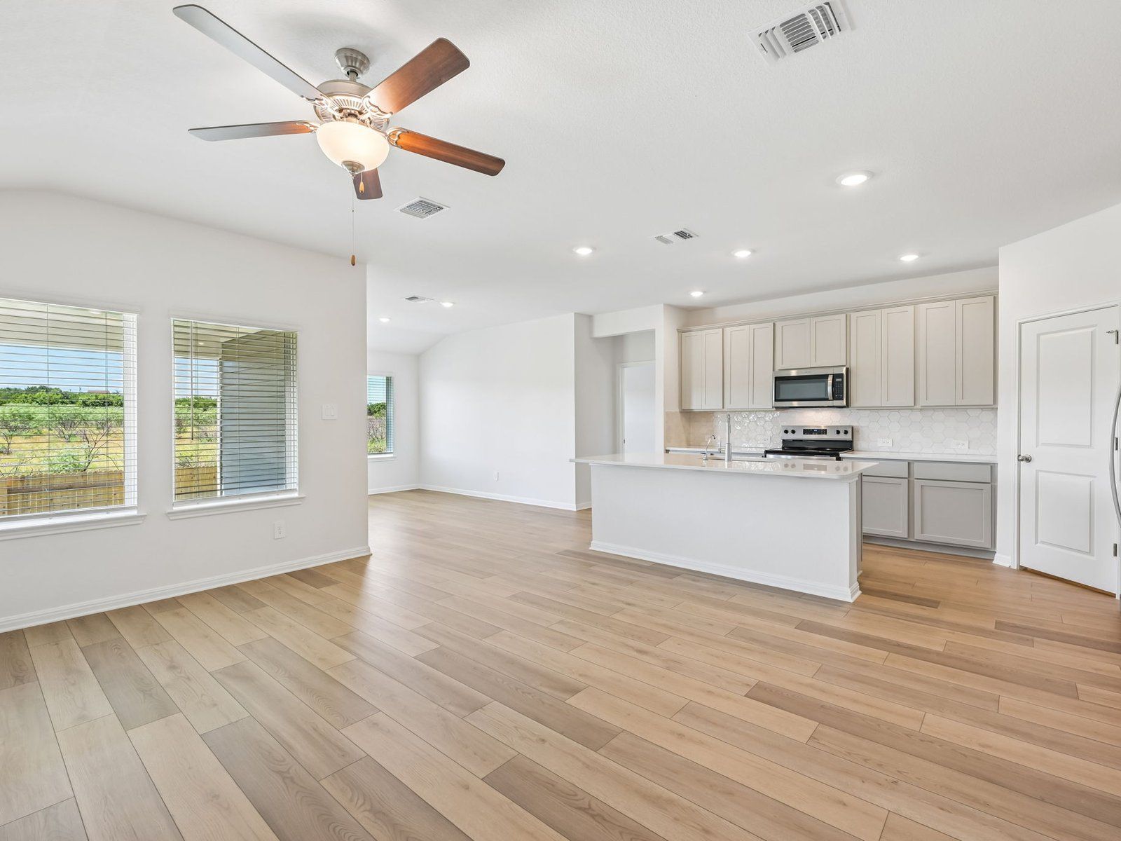 Kitchen, Living, and Dining Areas