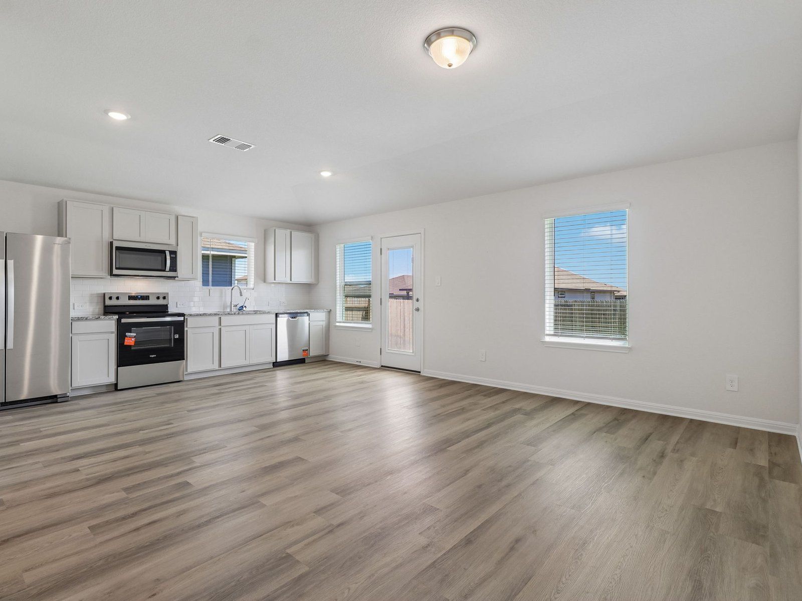 Kitchen, Living, and Dining Areas