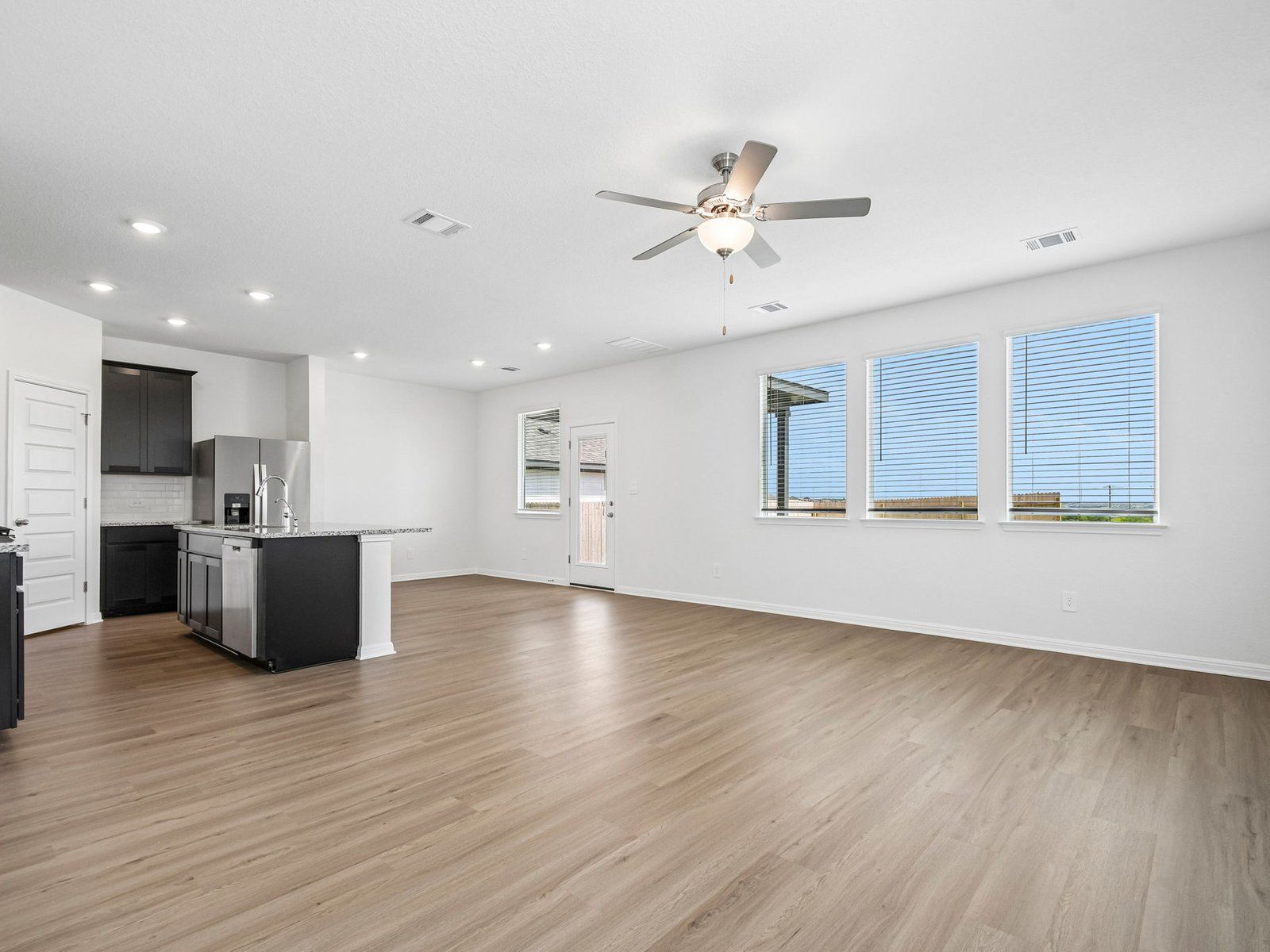 Kitchen, Living, and Dining Areas