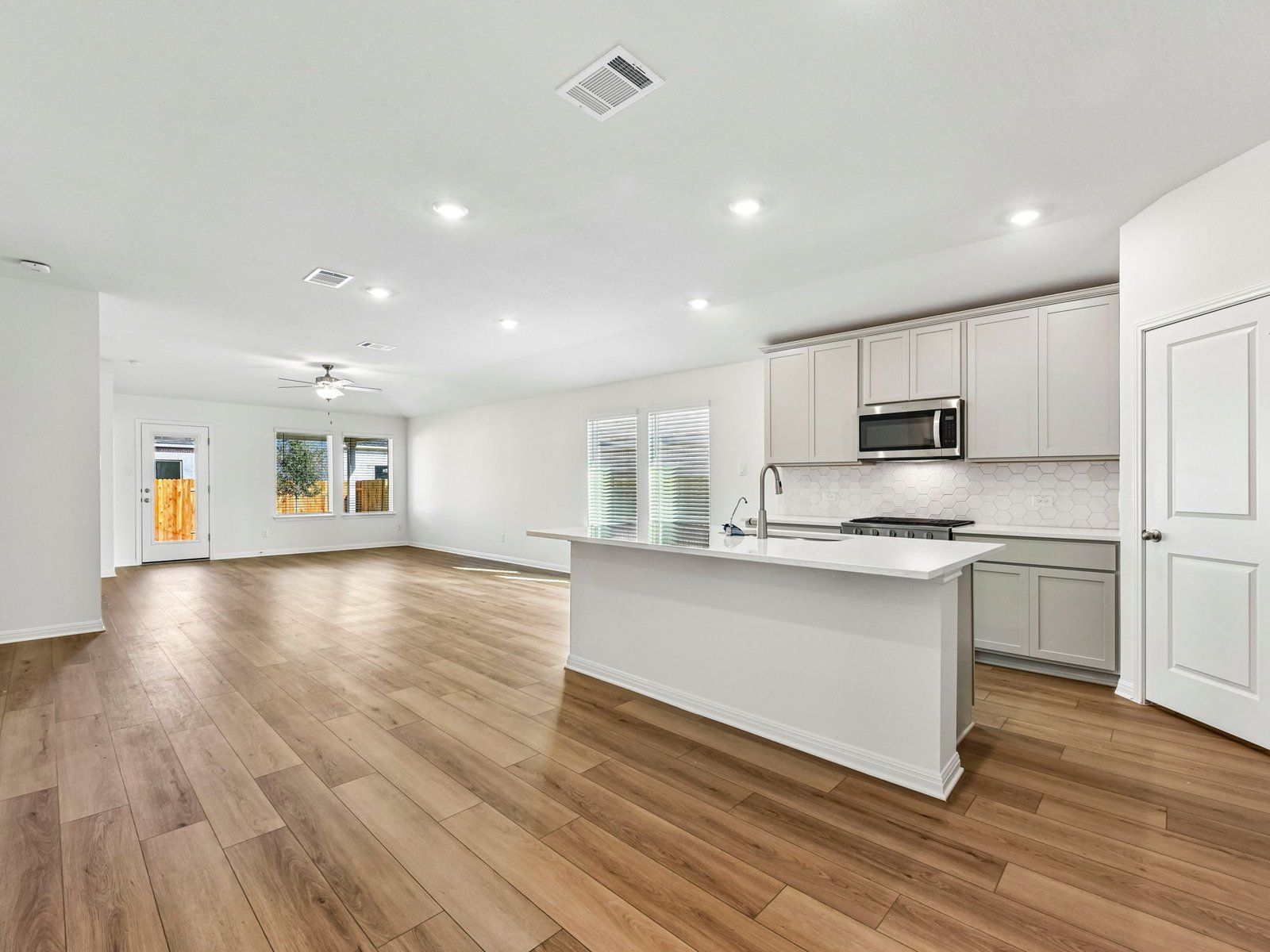 Kitchen, Living, and Dining Areas