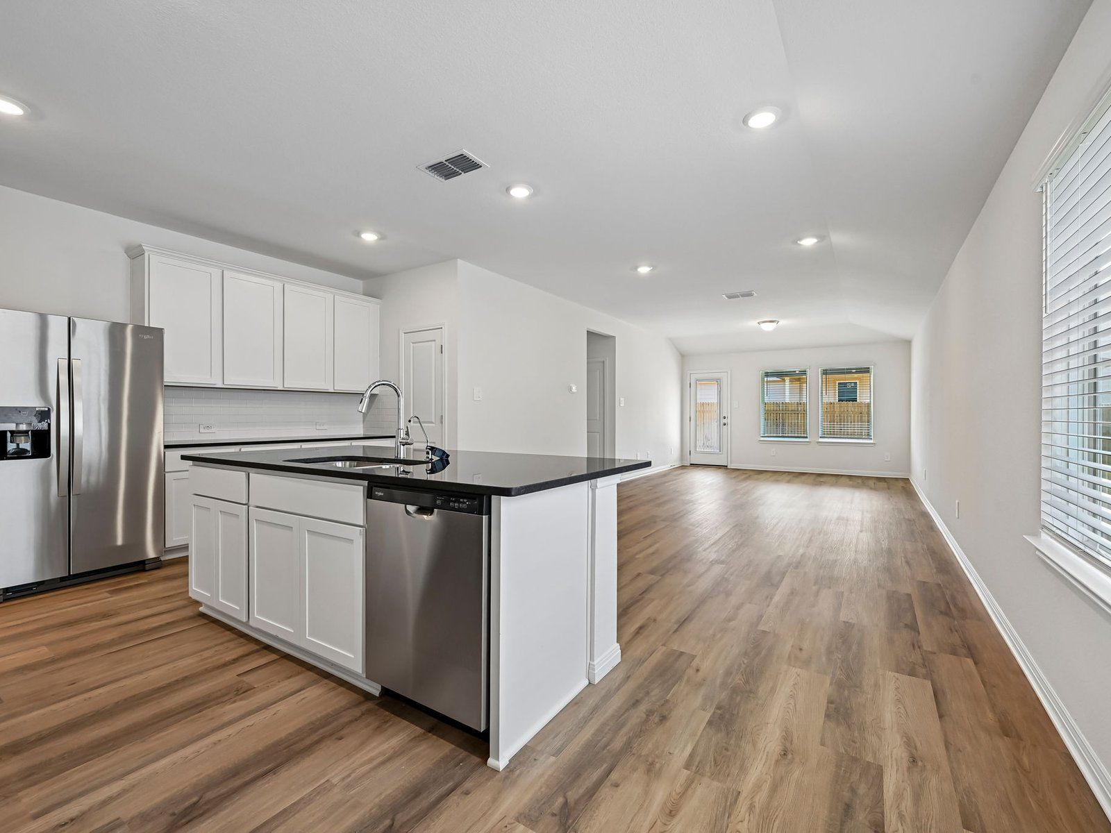 Kitchen, Living, and Dining Areas