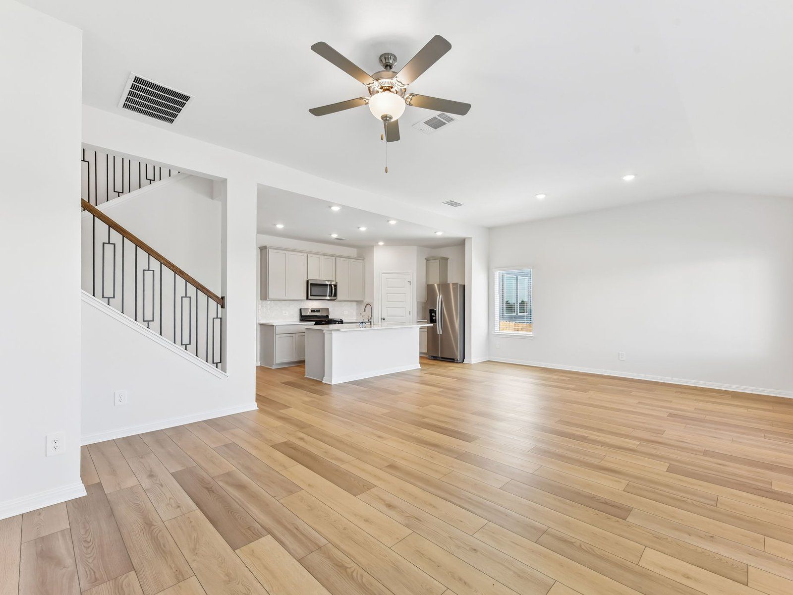 Kitchen, Living, and Dining Areas
