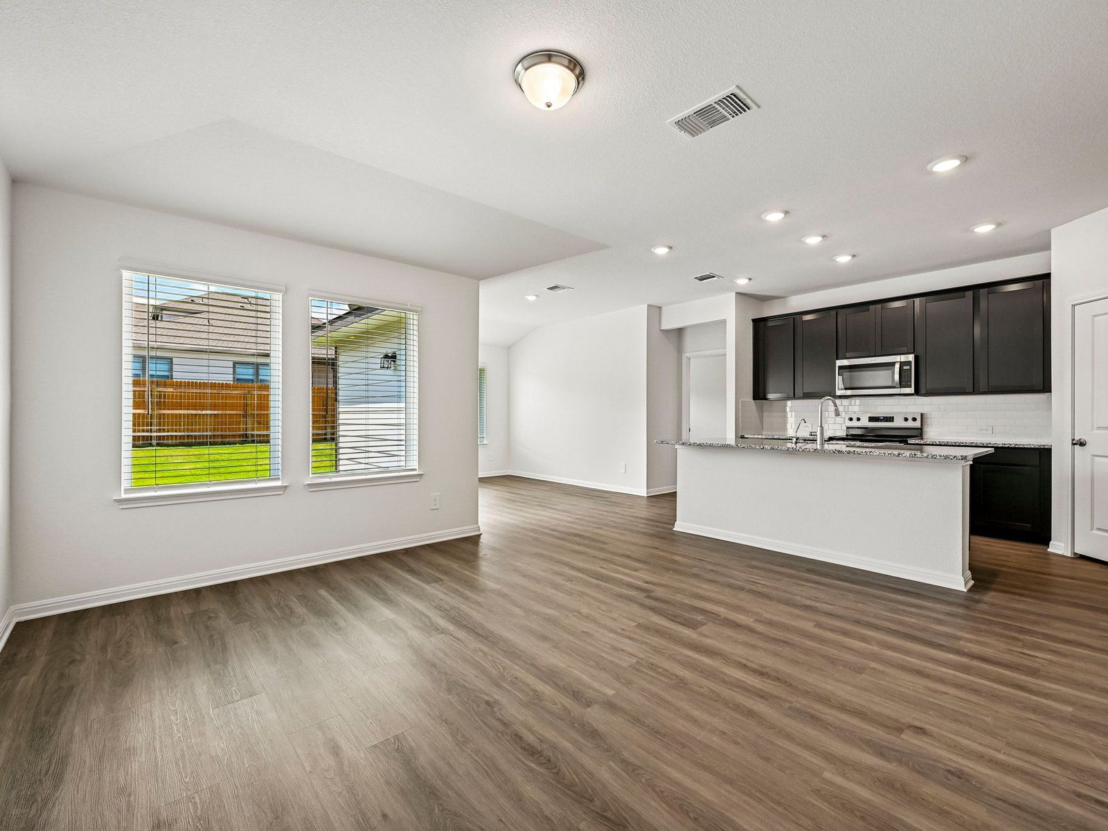 Kitchen, Living, and Dining Areas