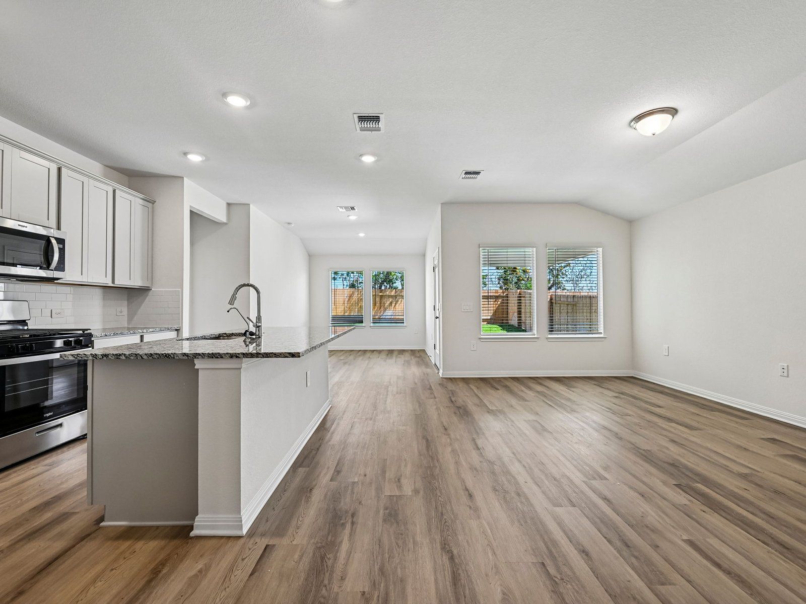 Kitchen, Living, and Dining Areas