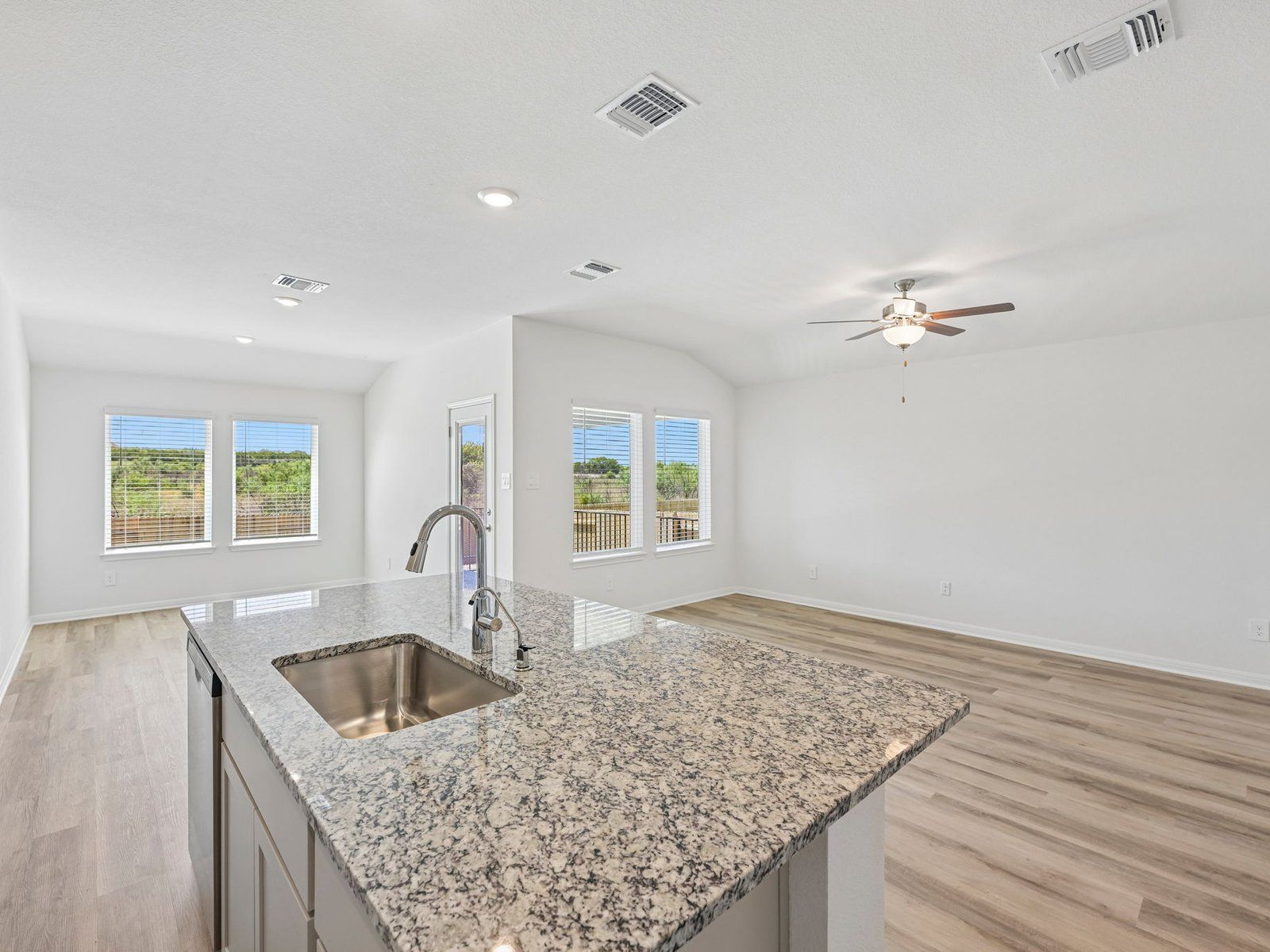 Kitchen, Living, and Dining Areas
