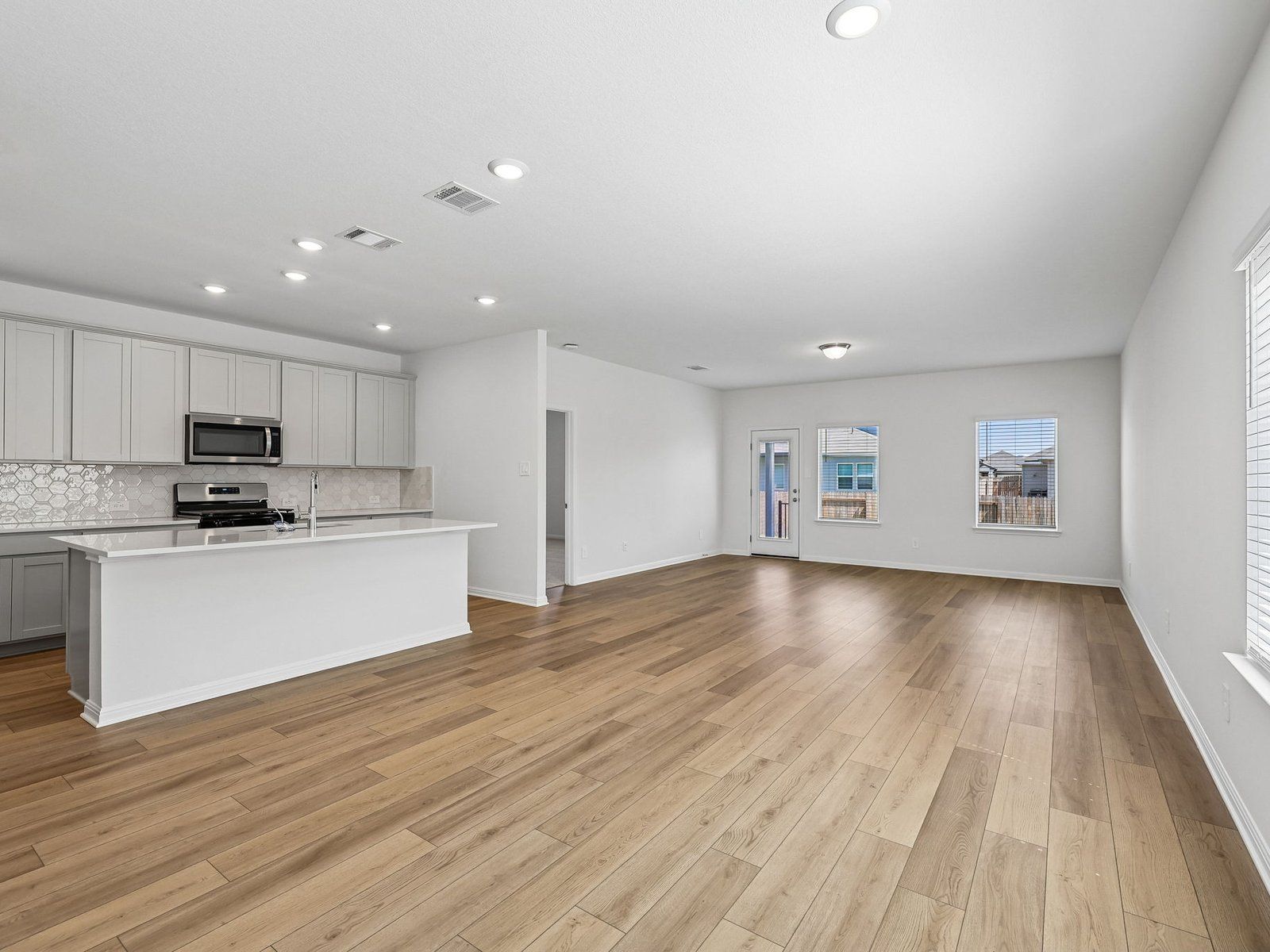Kitchen, Living, and Dining Areas