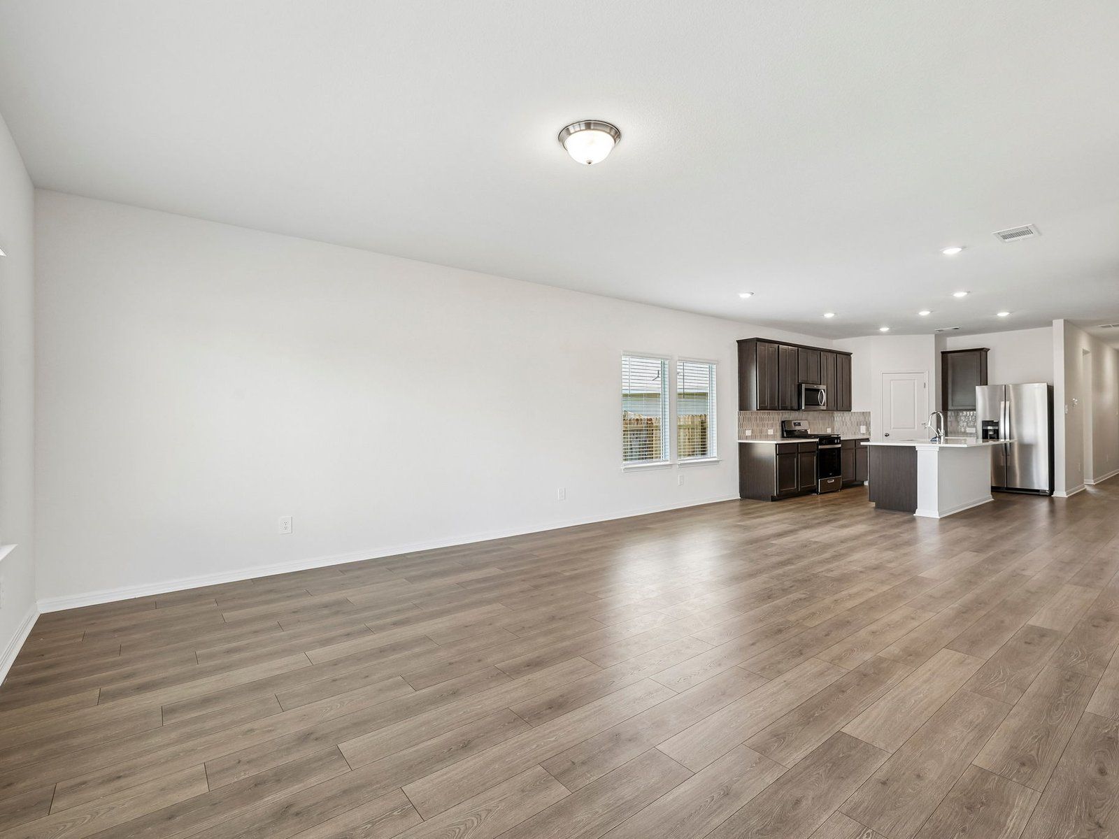 Kitchen, Living, and Dining Areas