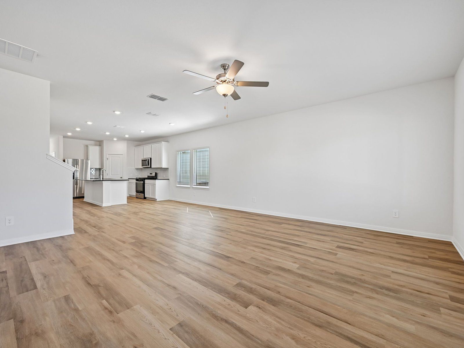 Kitchen, Living, and Dining Areas