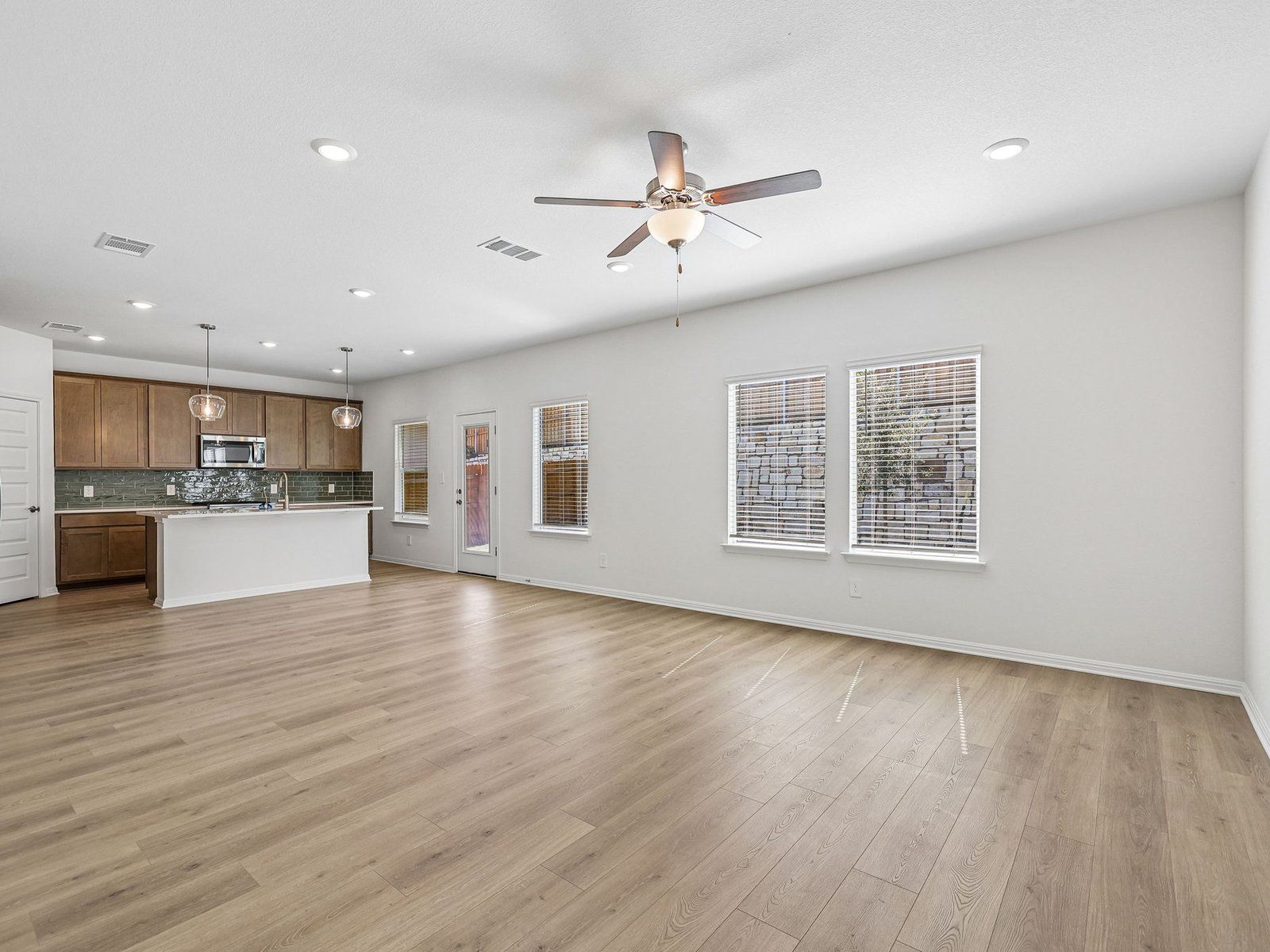 Kitchen, Living, and Dining Areas