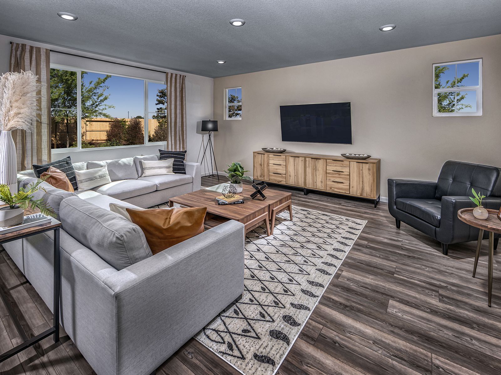 Residence 4 great room modeled at a nearby Meritage community.