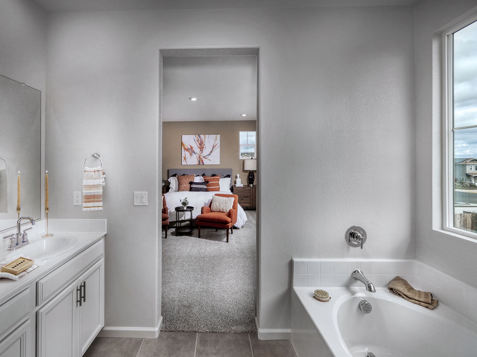 Primary bathroom at a nearby Meritage community in Winters, CA.