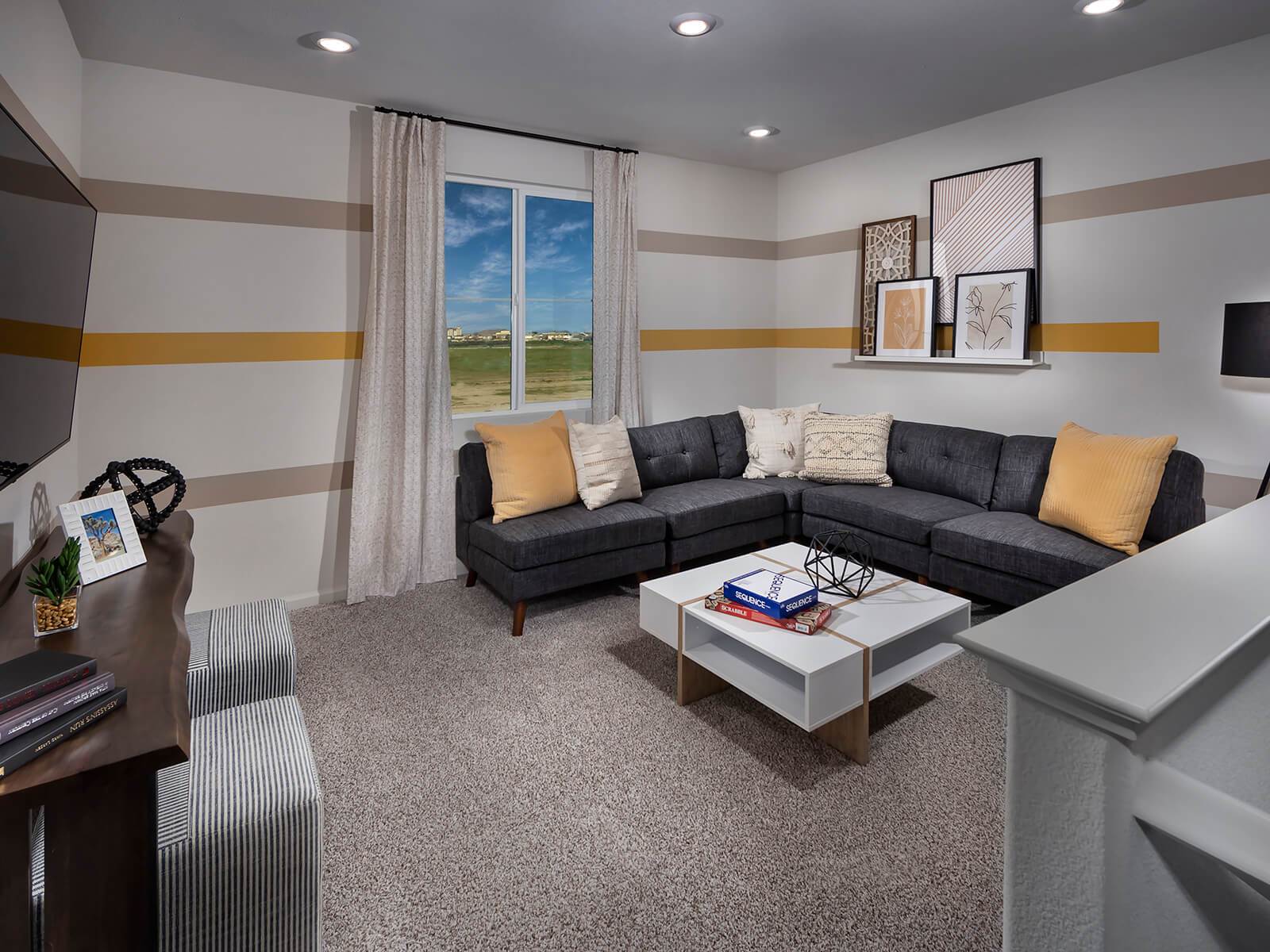 Transform this space into a play area or movie room.