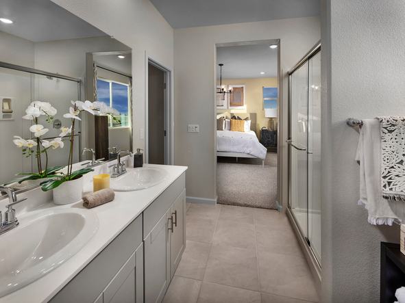 Getting ready for the day or a night out is easer than ever with a spacious bathroom.