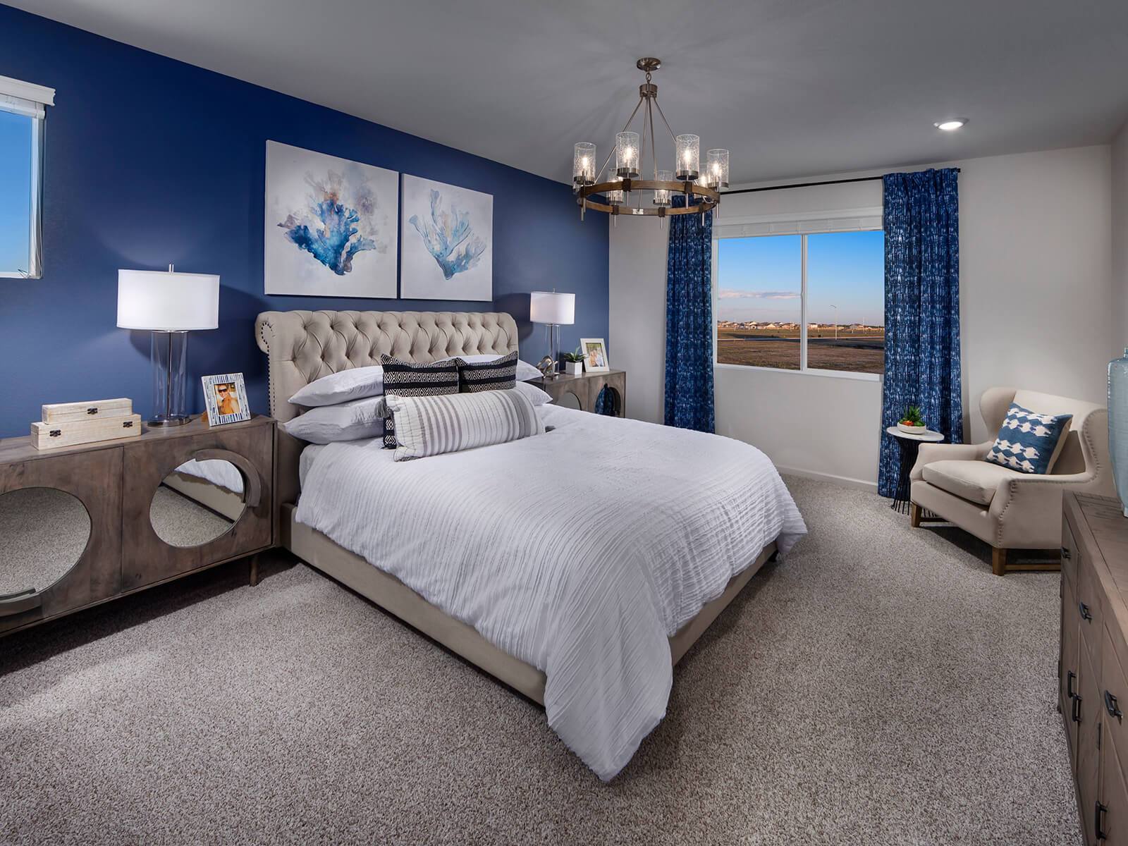 Primary bedroom in the 5025 floorplan at a Meritage Homes community in Antioch, CA.