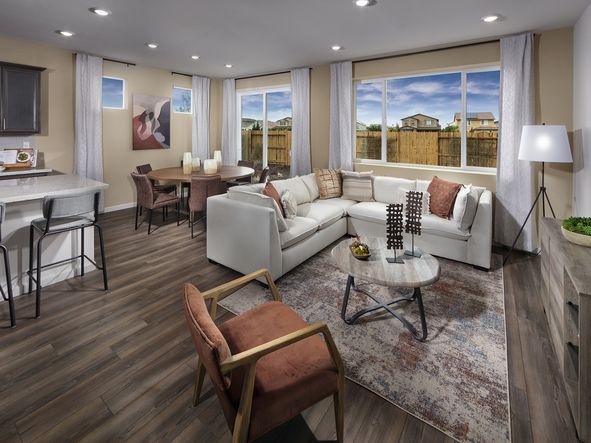 Host guests in the open concept living areas.