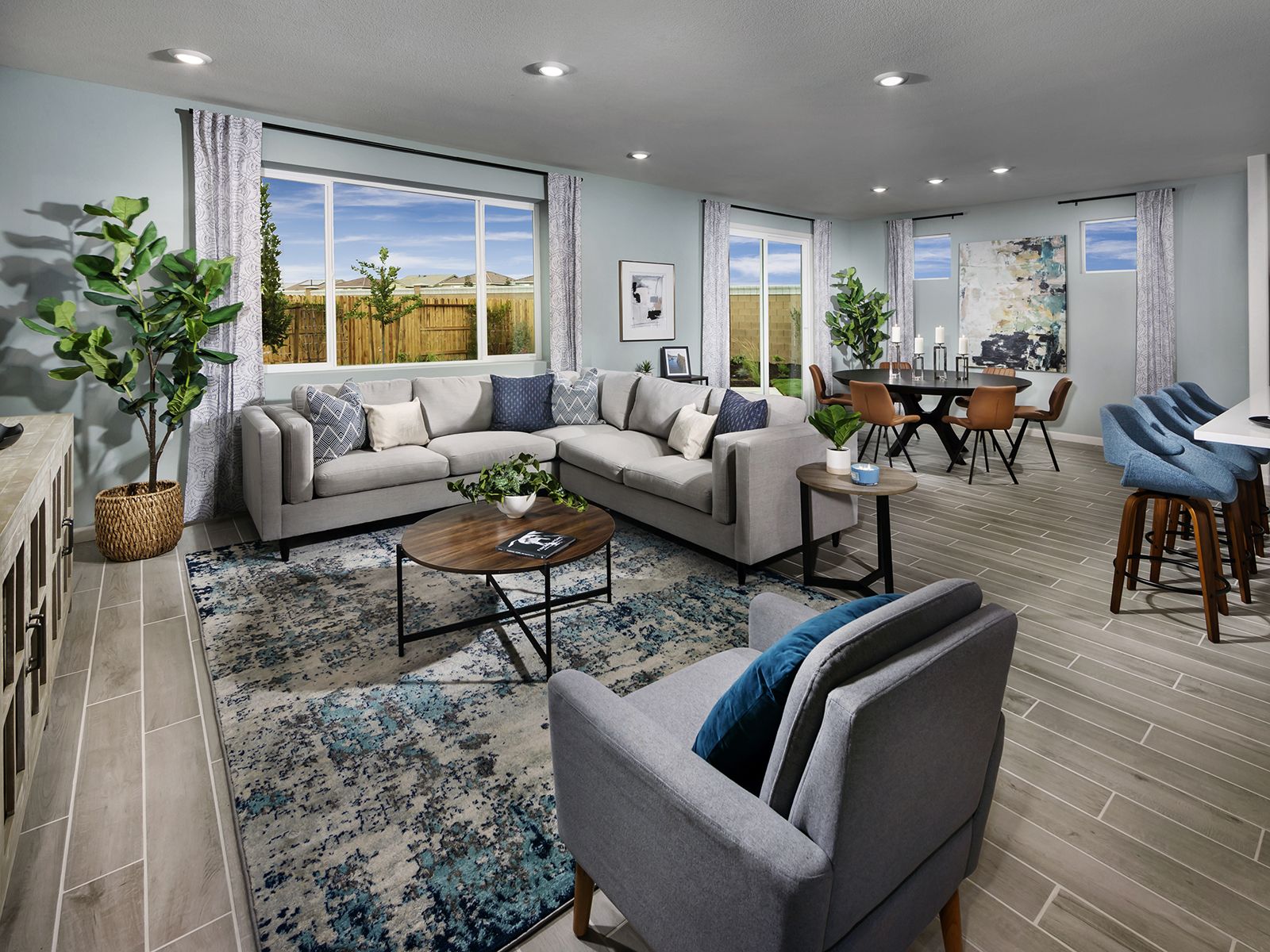 Residence 2 great room modeled at a nearby Meritage community.
