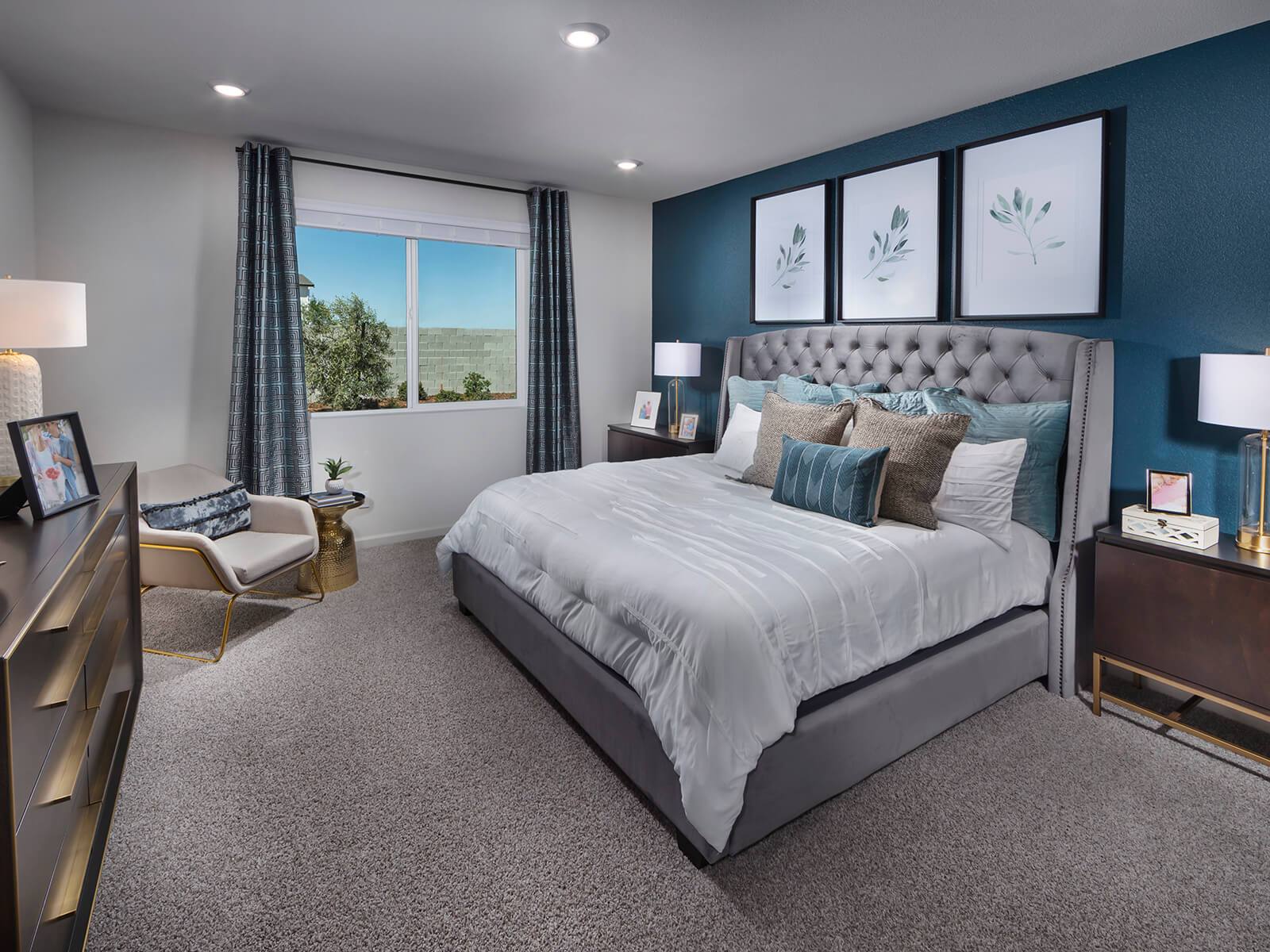 Residence 2 primary suite modeled at a nearby Meritage community.