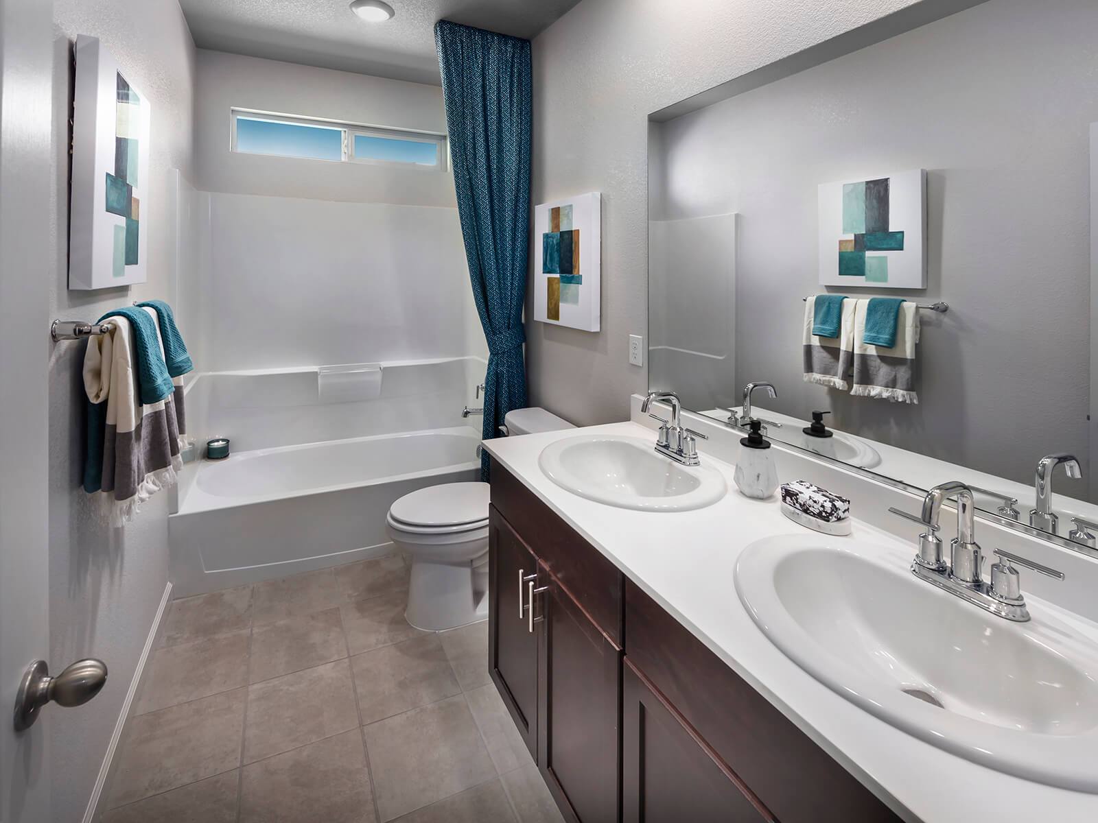 Residence 2 secondary bathroom modeled at a nearby Meritage community.
