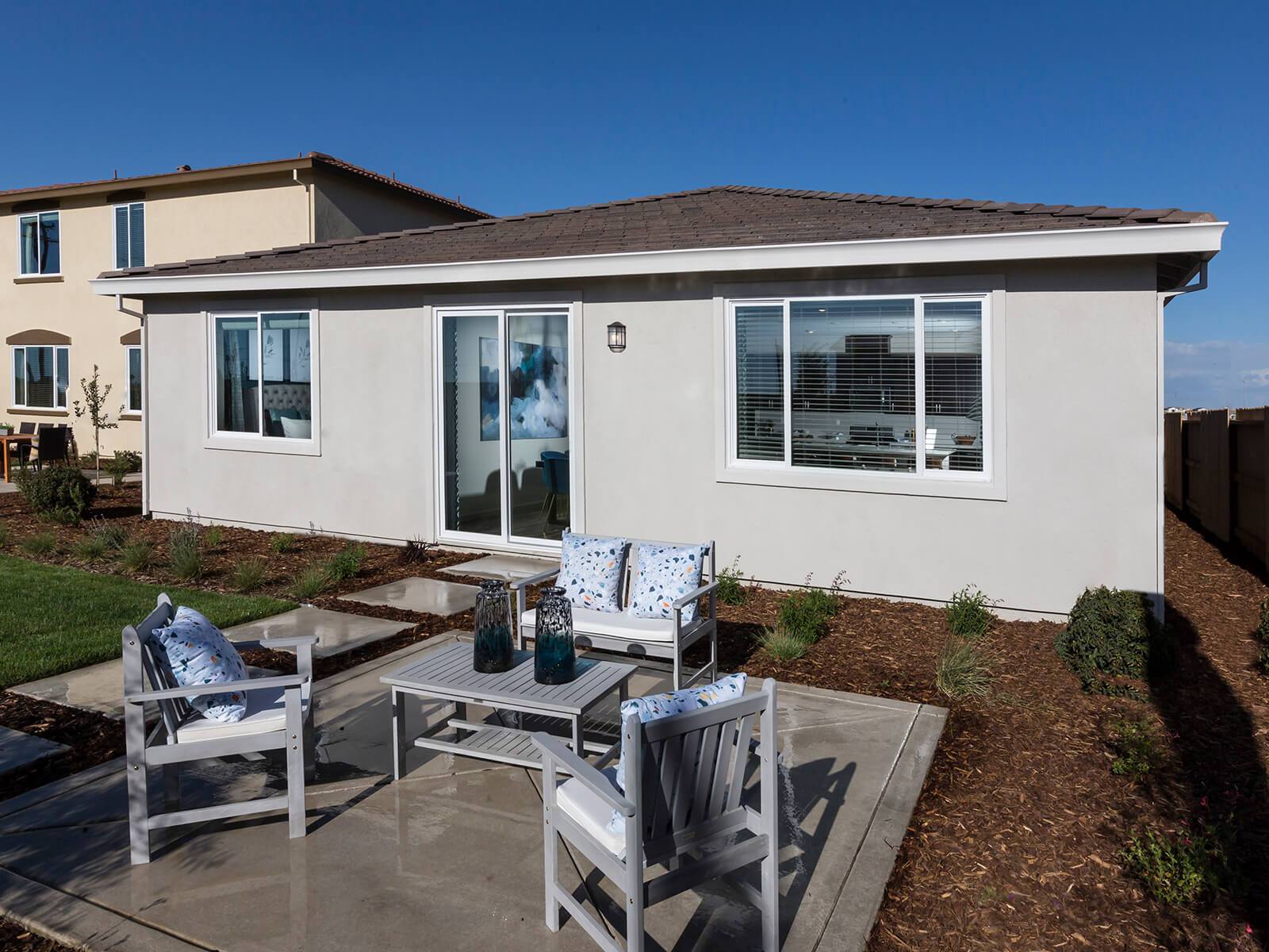 Residence 2 backyard exterior modeled at a nearby Meritage community.