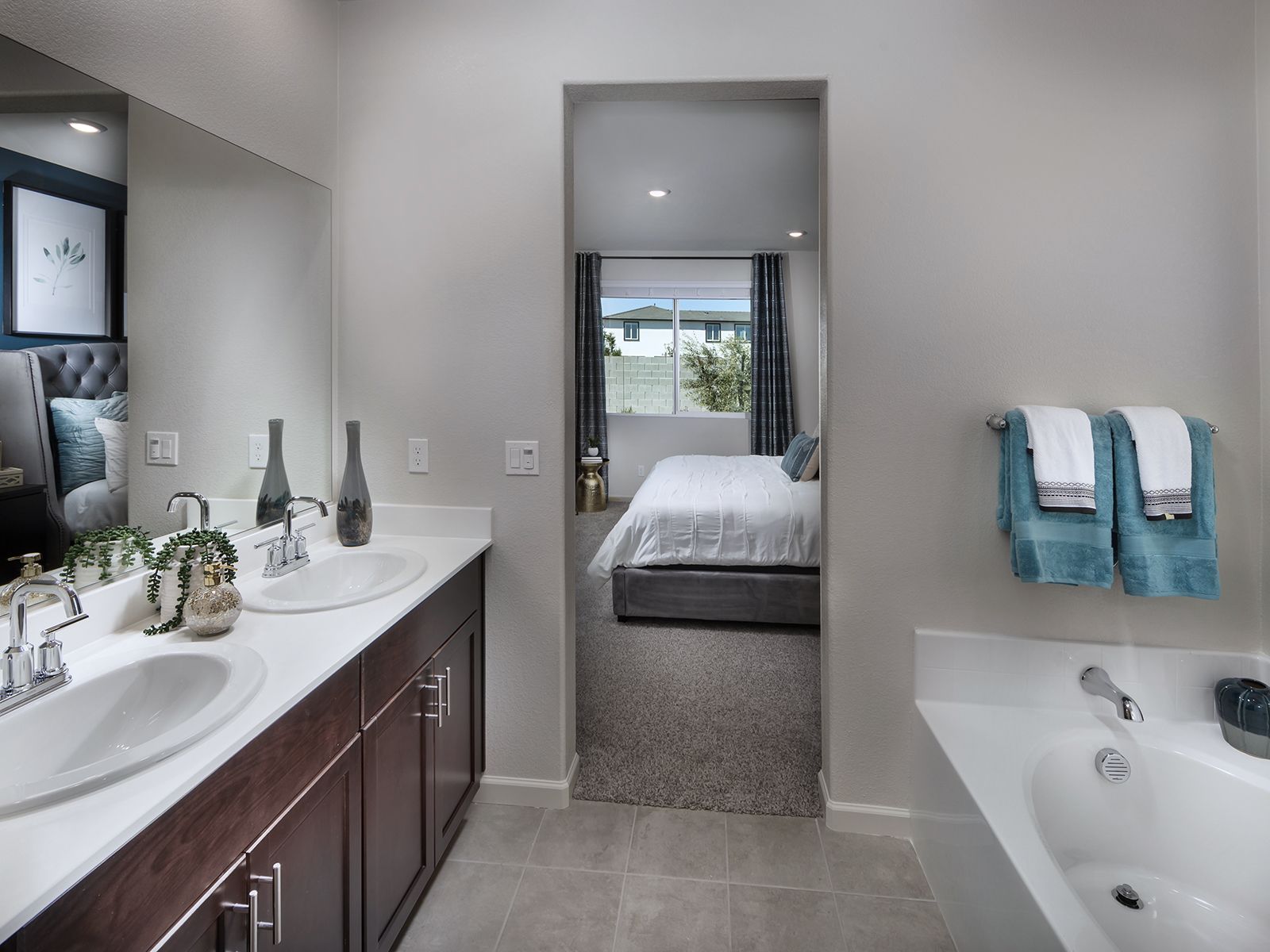 Residence 2 primary bathroom modeled at a nearby Meritage community.