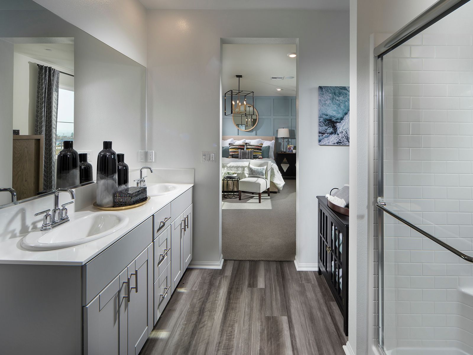 Residence 4 primary bathroom modeled at a nearby Meritage community.