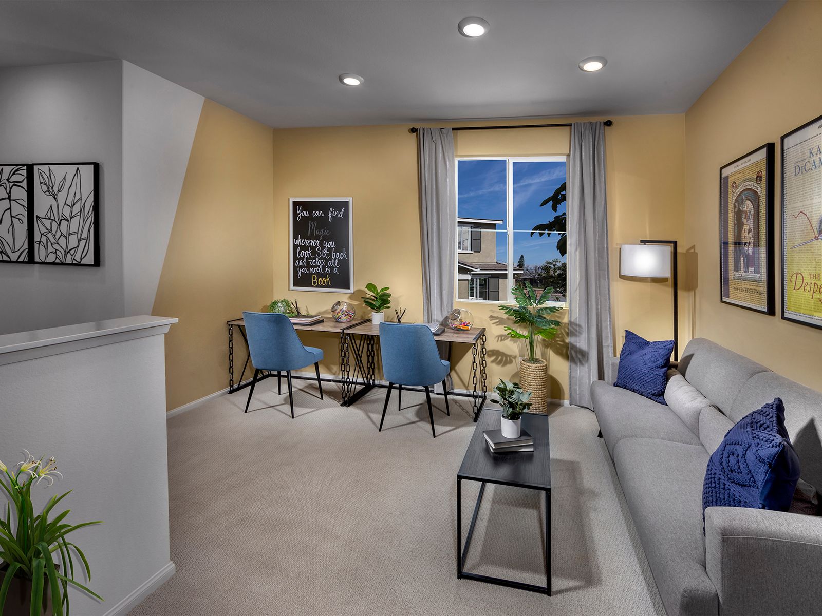 The flexible loft space can be used for homework time, game nights, or a play room.