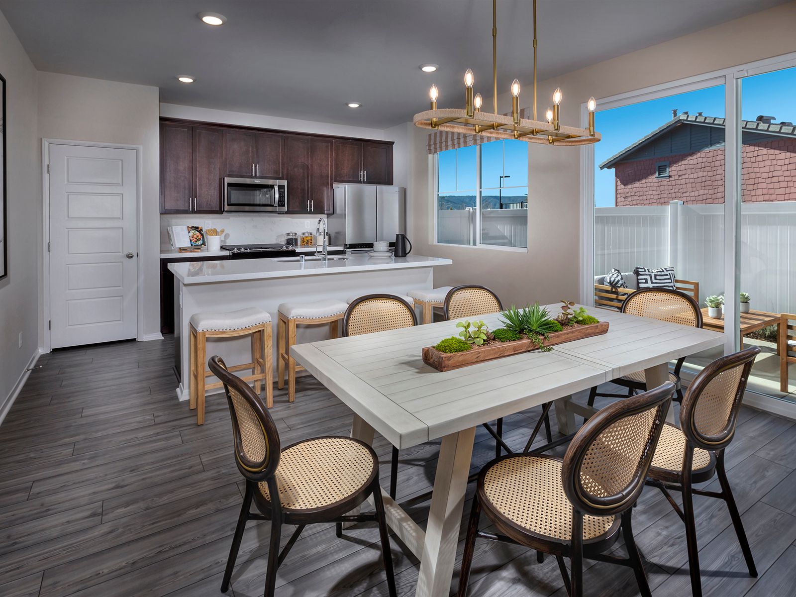 Residence 3 dining room modeled at a nearby Meritage community.