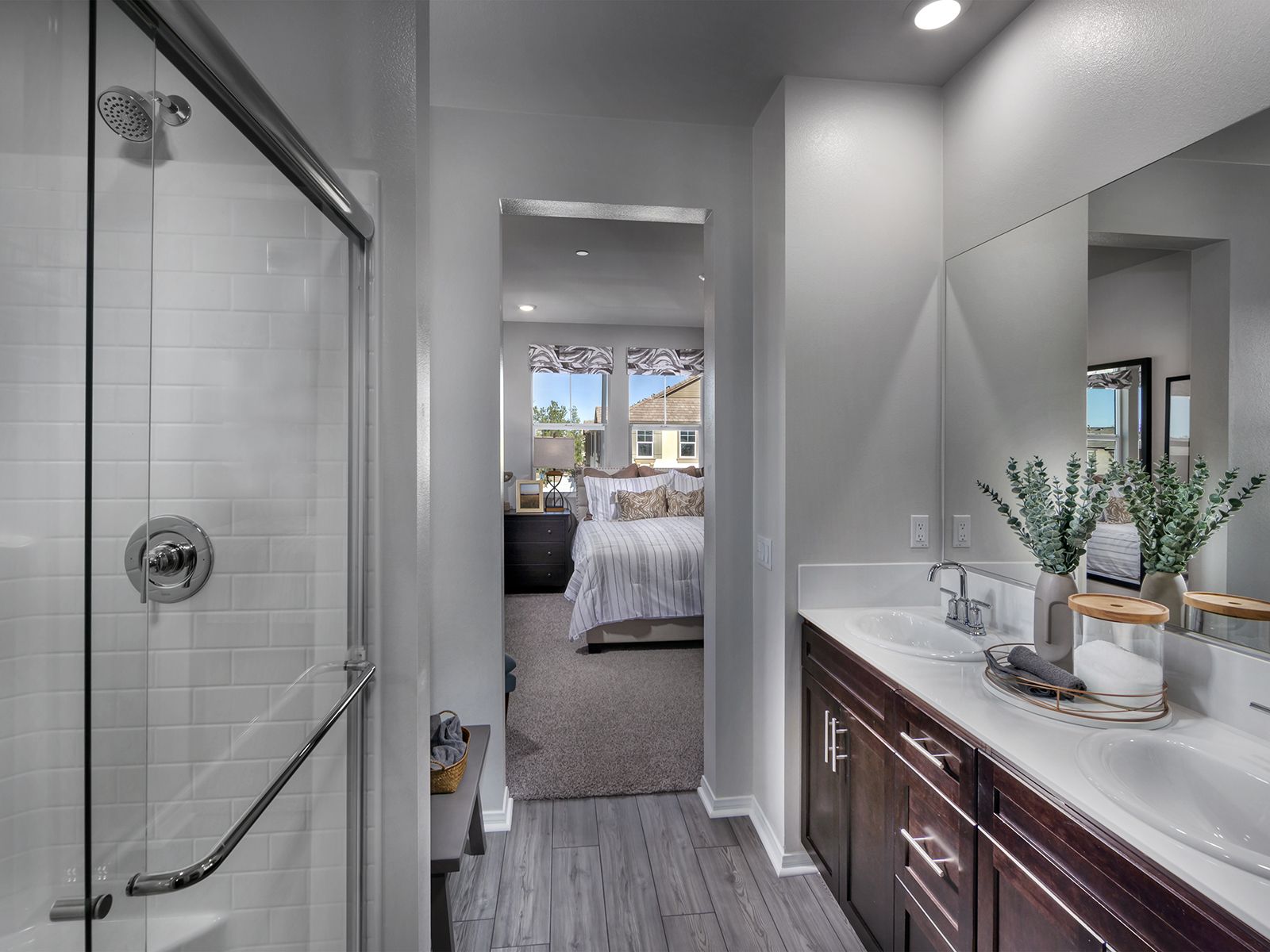 Residence 3 primary bathroom modeled at a nearby Meritage community.